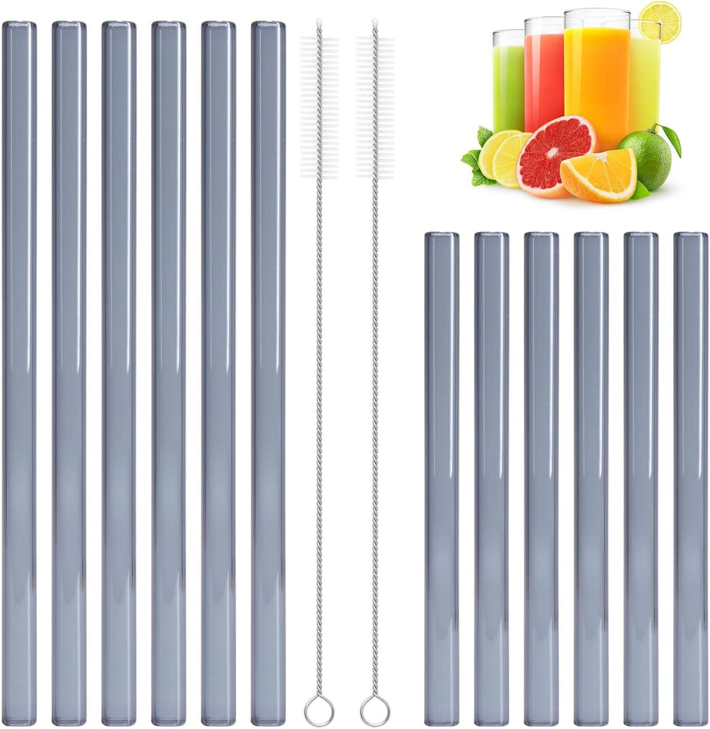 Kiemeu Reusable Glass Straws Shatter Resistant Black Straws