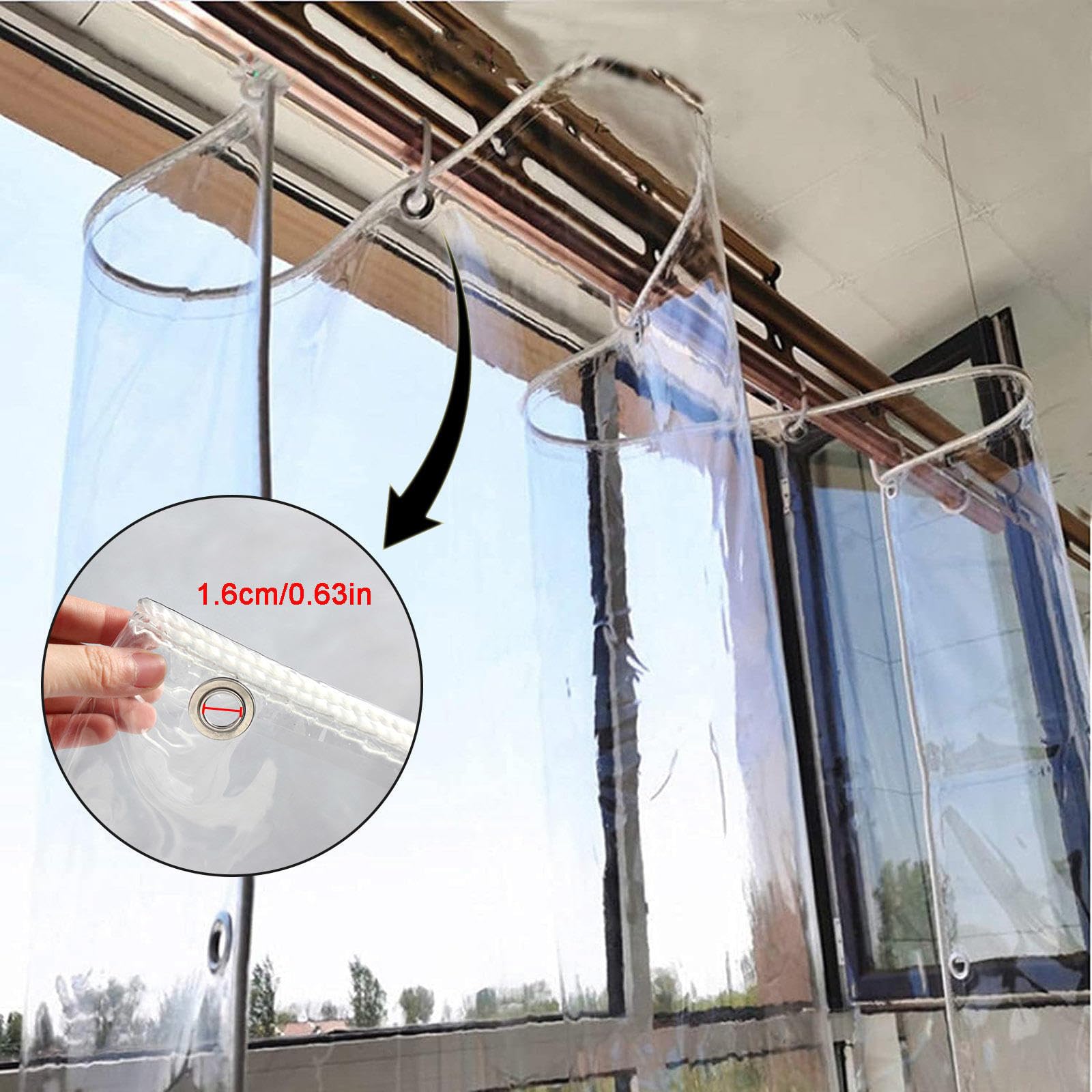 Doorzichtige dekzeilen, robuust PVC, waterdicht, 0,5 mm dik Doorzichtige dekzeilen, robuust PVC, waterdicht, 0,5 mm dik