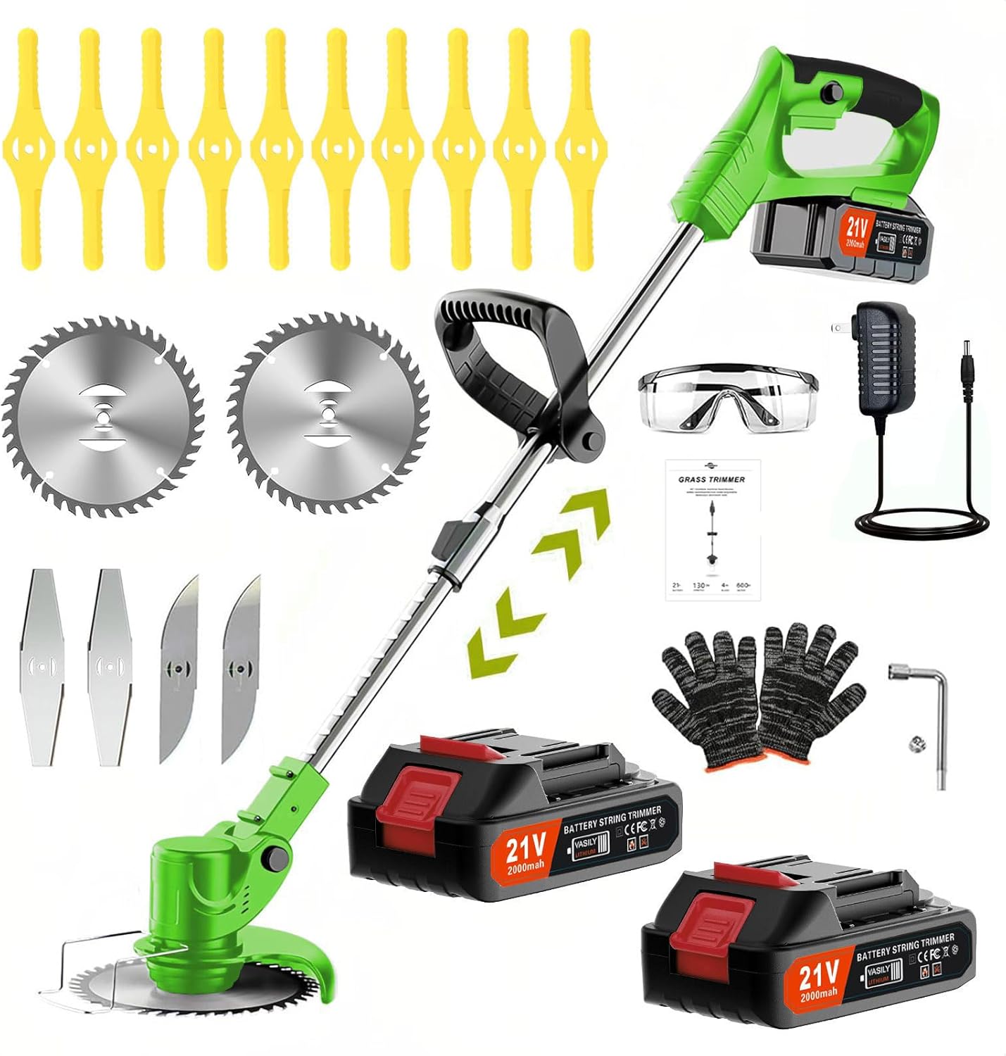 Weed Wacker Electric - Rechargeable weedwacker/Edger Lawn Tool/Cordless Weed Wacker/Weed Trimmer.It Comes with 2 Batteries and Four Types of Blades.It is a Yard Maintenance Must Haves