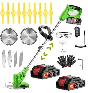 Weed Wacker - Electric String Trimmers Battery/Edger Lawn Tool/Cordless Weed Wacker/Weed Trimmer.It Comes with 2 Batteries and Four Types of Blades.It is a Yard Maintenance Must Haves