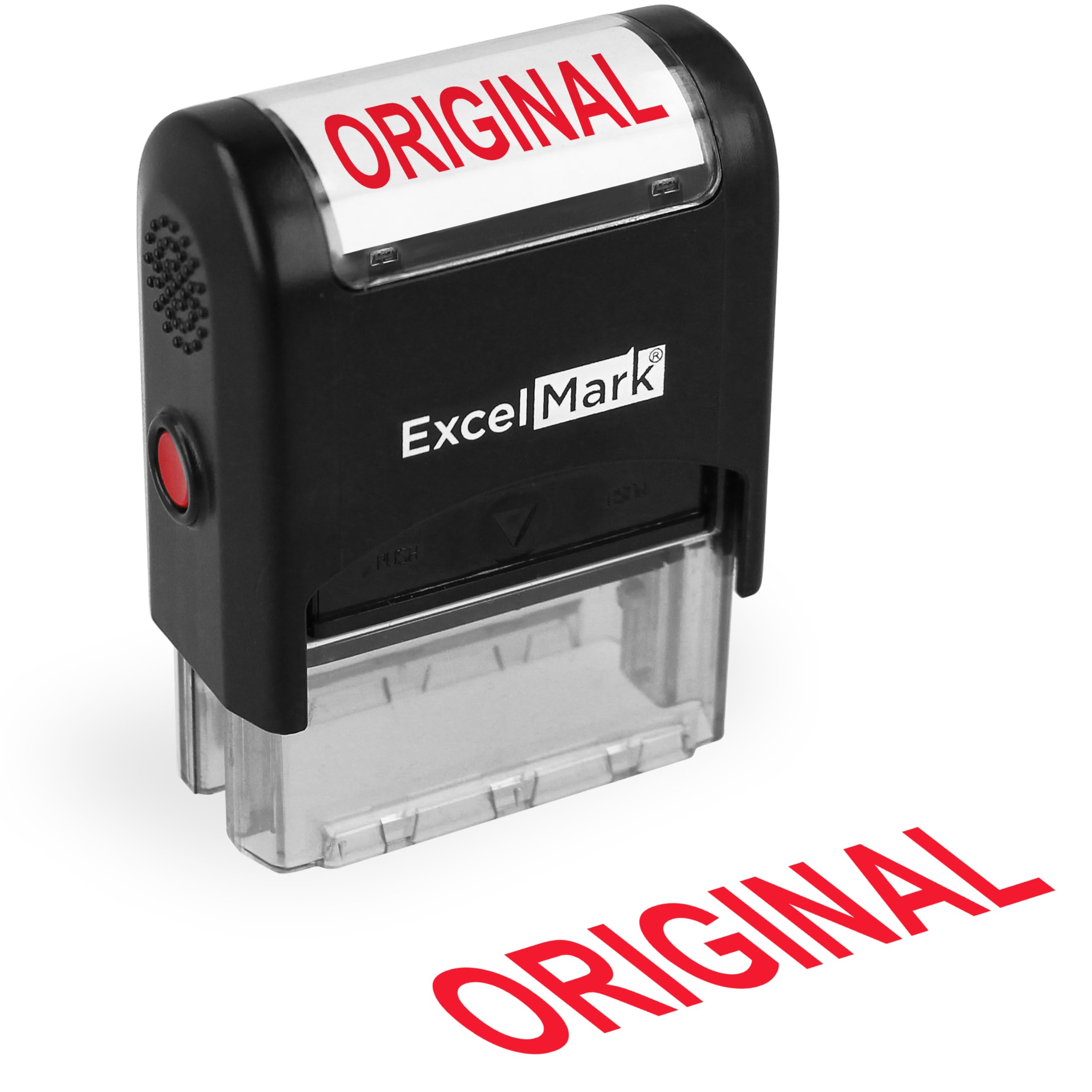 ExcelMark Original Stamp Self-Inking Rubber Stamp - Red Ink for Office Use, Ideal for Efficient Document Management with Original Stamps, Perfect for Professional Settings