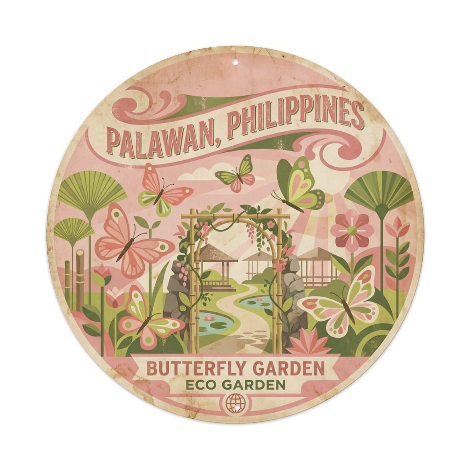 Palawan Butterfly Garden Travel El Nido Philippines Metal Tin Sign