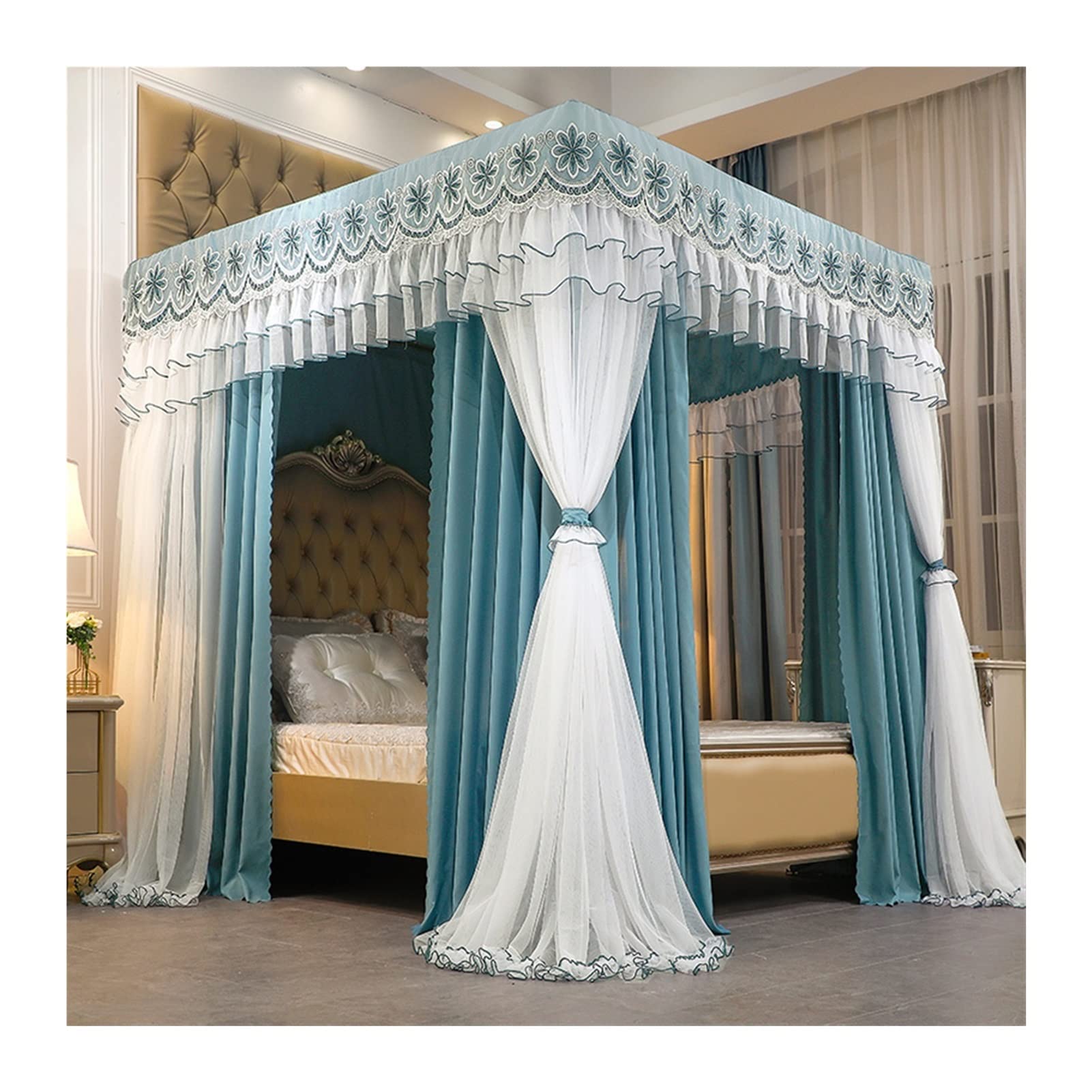 GTHTUHFD Bed Canopy Indoor Mosquito Net, Blackout & Dustproof Luxury Bed Canopy, Bedroom Windproof Bed Curtain,200x220x200cm