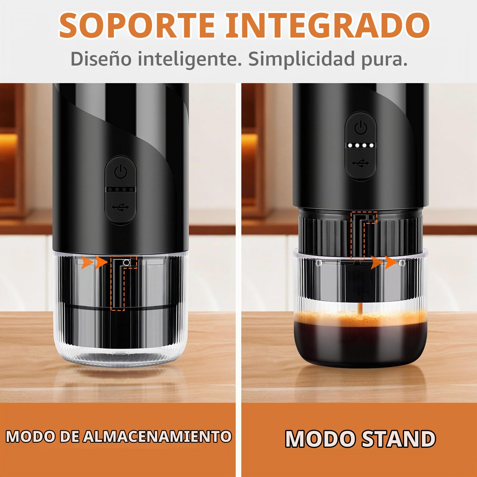 Cafetera Portátil, Depósito de 100 ml, Impermeable IPX5, 20 bar, Compatible con Cápsulas Nespresso Original y Café Molido, para Coche, Campamento y Oficina