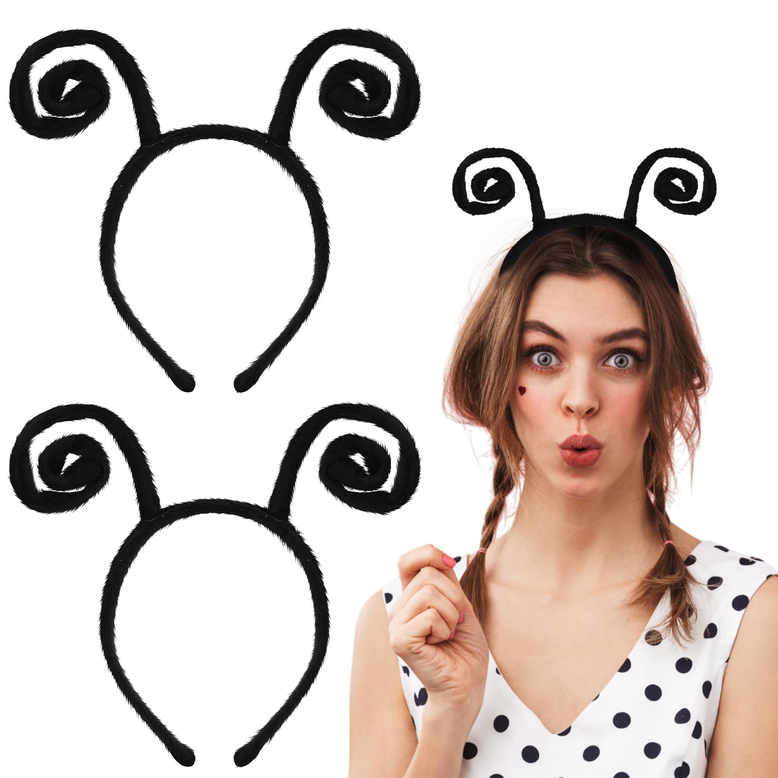 Coopay 2 Pcs Antenna Butterfly Headband, Bug Ladybug Headband Snail Hairband, Butterfly Ant Bee Hair Accessories for Halloween Party Costume Cosplay Dress Up Pretend Play Accessory