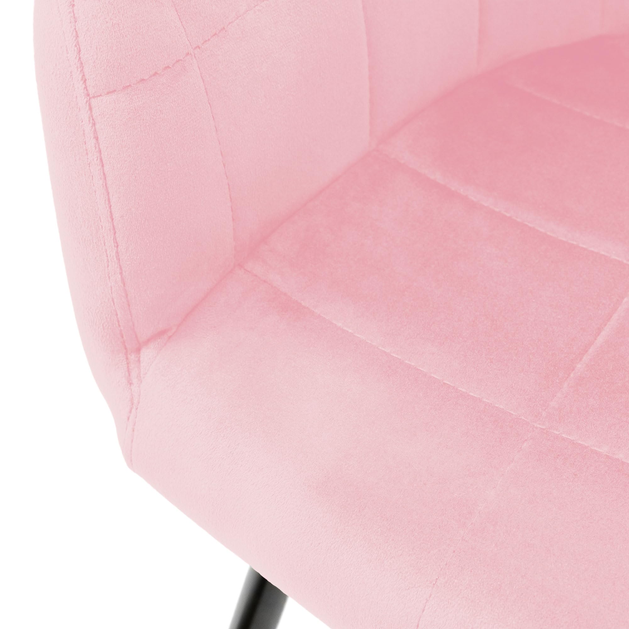 ECD Germany Lot de 4 Chaises de Salle à Manger - Assise Siège Rembourrée en Velours - Structure en Métal - Fauteuil avec Accoudoirs - Chaise de Salon - Chaises de Réception pour Bureau - Rose