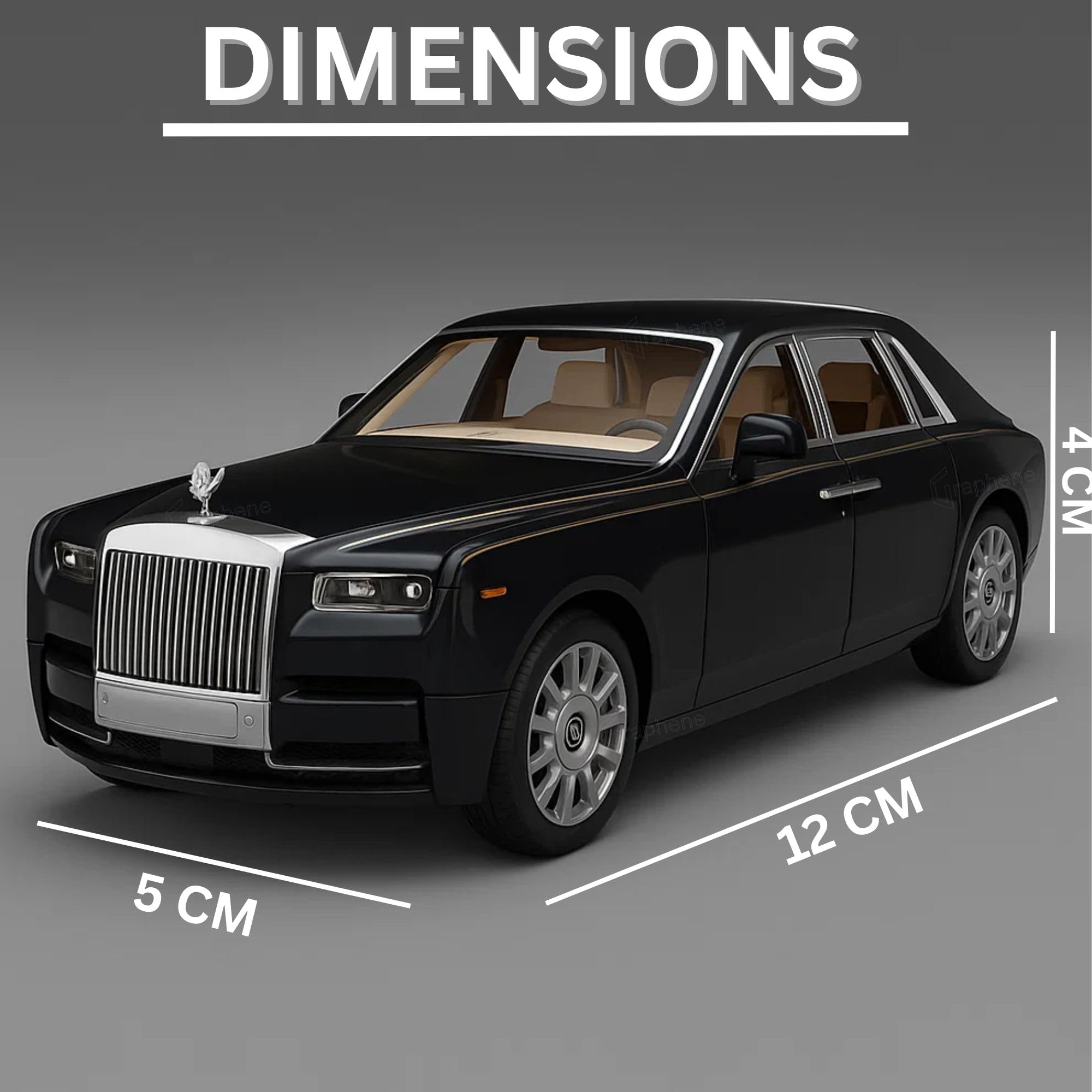 GRAPHENE 1:32 Scale Rolls Royac Phantom Car Pull Back Action Vehicles Diecast Exclusive Zinc Alloy Metal Toy Model Car with Openable Door and Sound Light Gifts Toys for Kids Toddlers