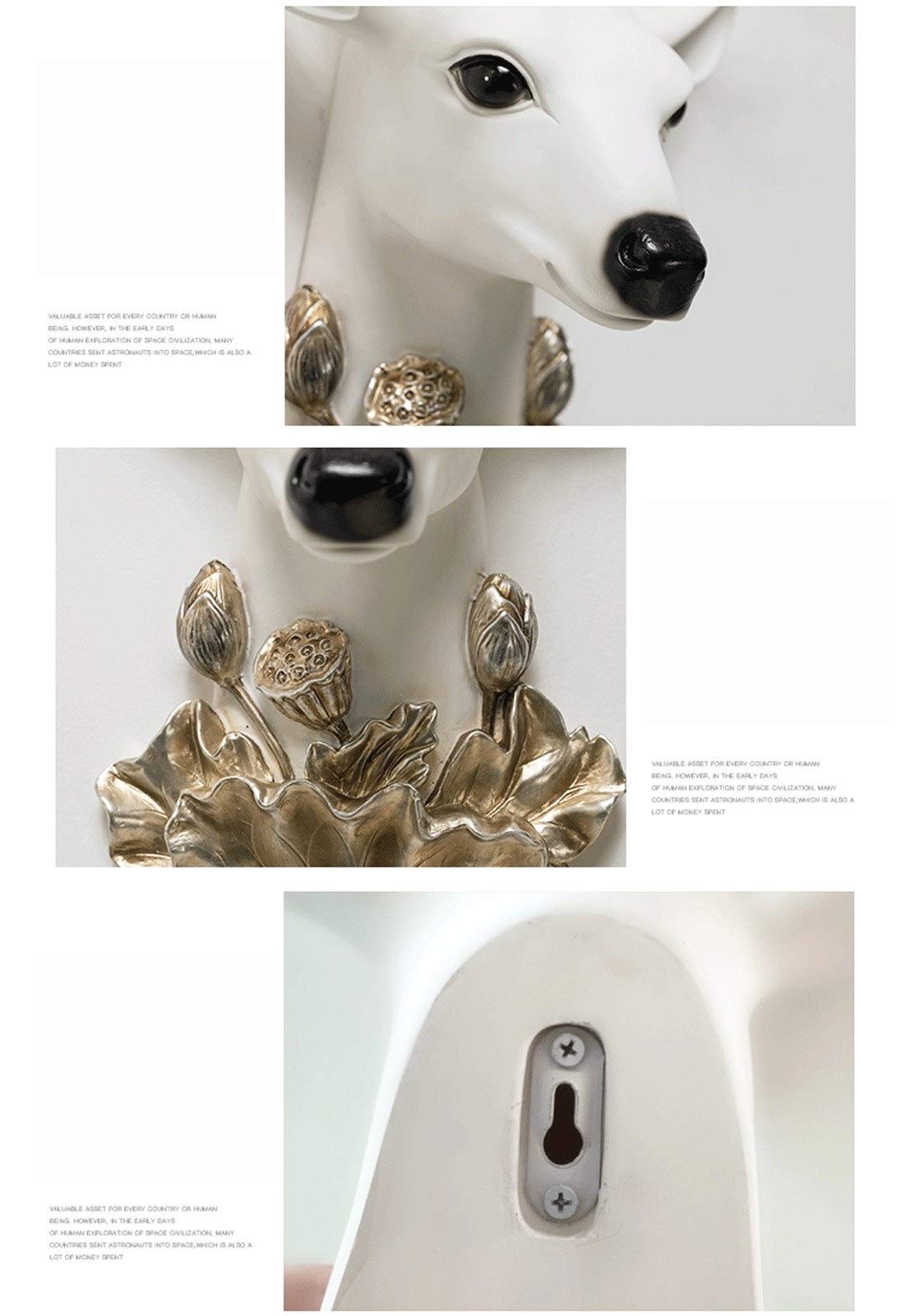 Decoración de la pared Cierre de la cabeza Decoración de la pared Cabeza animal Creative Sala de estar escultura Colgante, con el medio ambiente suavemente, resina segura (* 16 cm 63 * 48, blanco)