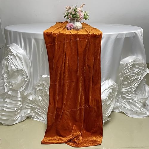 Luchuan Camino de mesa de terciopelo, camino de mesa de recepción de boda, 11 pies, tela de terciopelo suave y decoración de mesa para eventos de