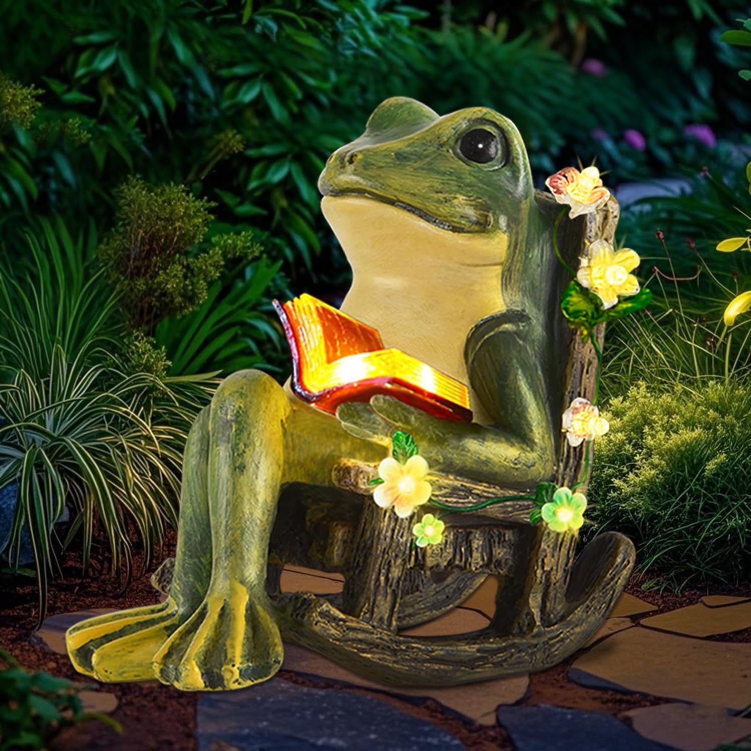 Decoration de jardin solaire grenouille lumineuse pour embellir votre balcon et cour
