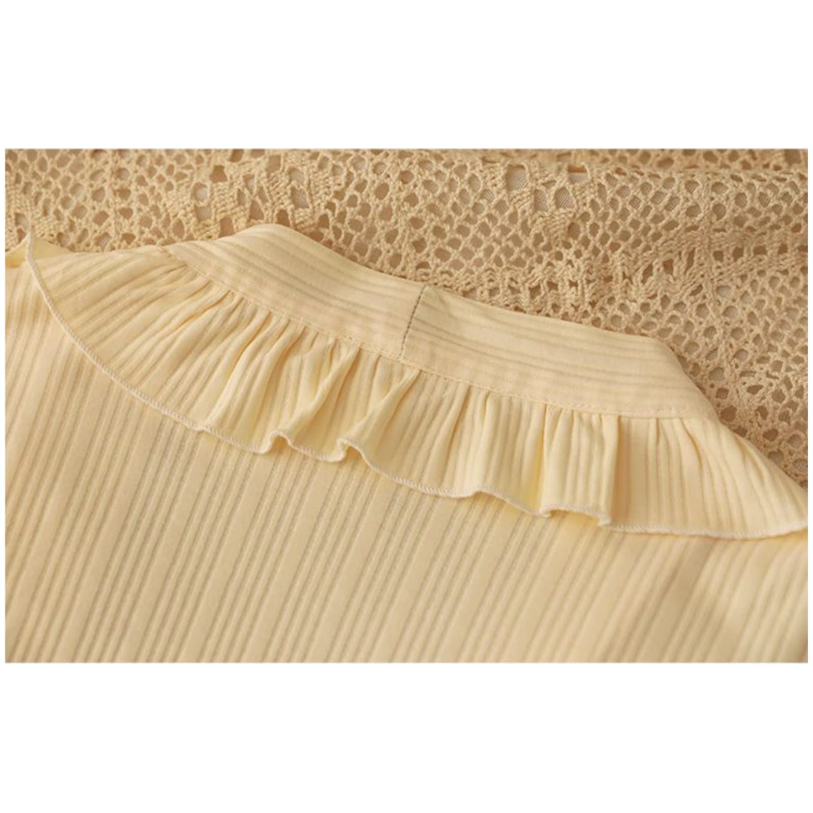 MOGSA Pijama para mujer, primavera, otoño, conjunto de pijama de algodón crepé para mujer, liso, manga larga, pantalón para el hogar, ropa de dormir con estampado foral