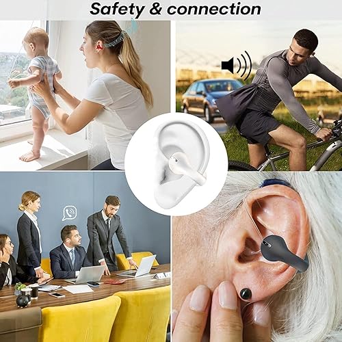 Miniatura 5 de Loluka Auriculares de oído abierto Bluetooth inalámbrico con clip para el oído, auriculares de conducción ósea, auriculares de conducción ósea,