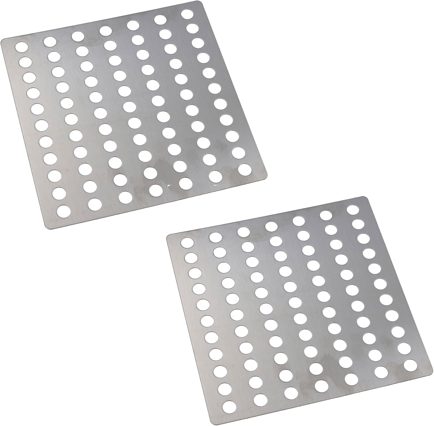 Stainless Steel Flat Drain Guard Cover Plate Grid 150mm x 150mm Rustproof 2pc