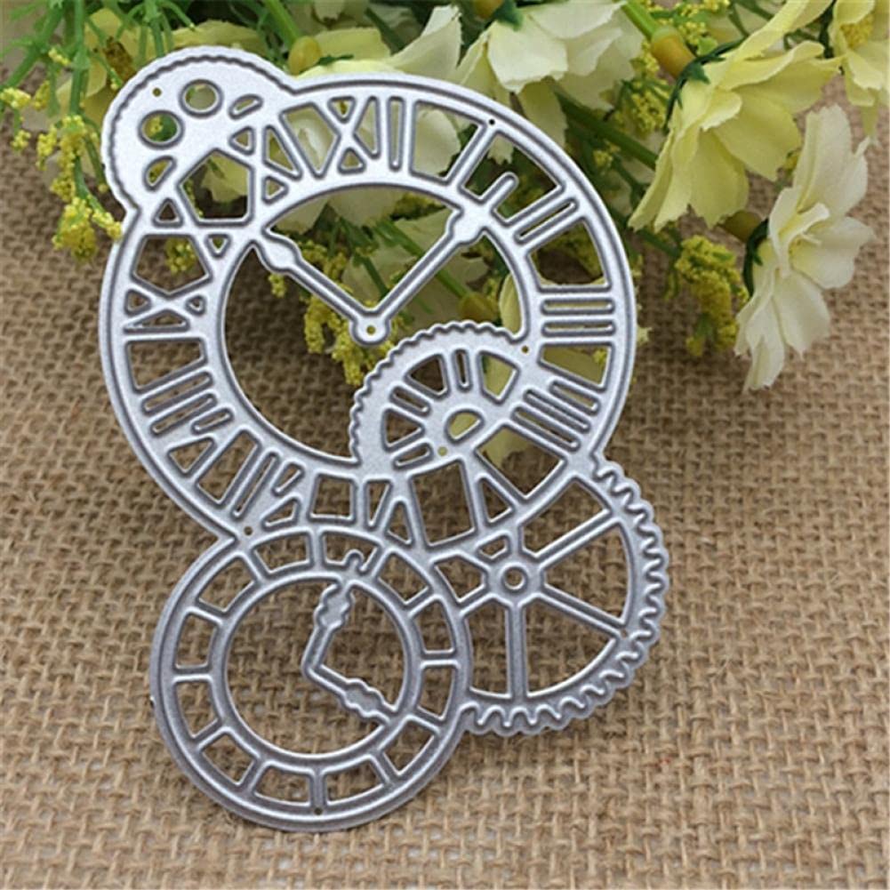 Bontannd Silver Cutting Machine Metal Diy Cutting,Clocks Time Gear Diy Scrapbooking Cutting Die Metal Stencil For Embossing Craft
