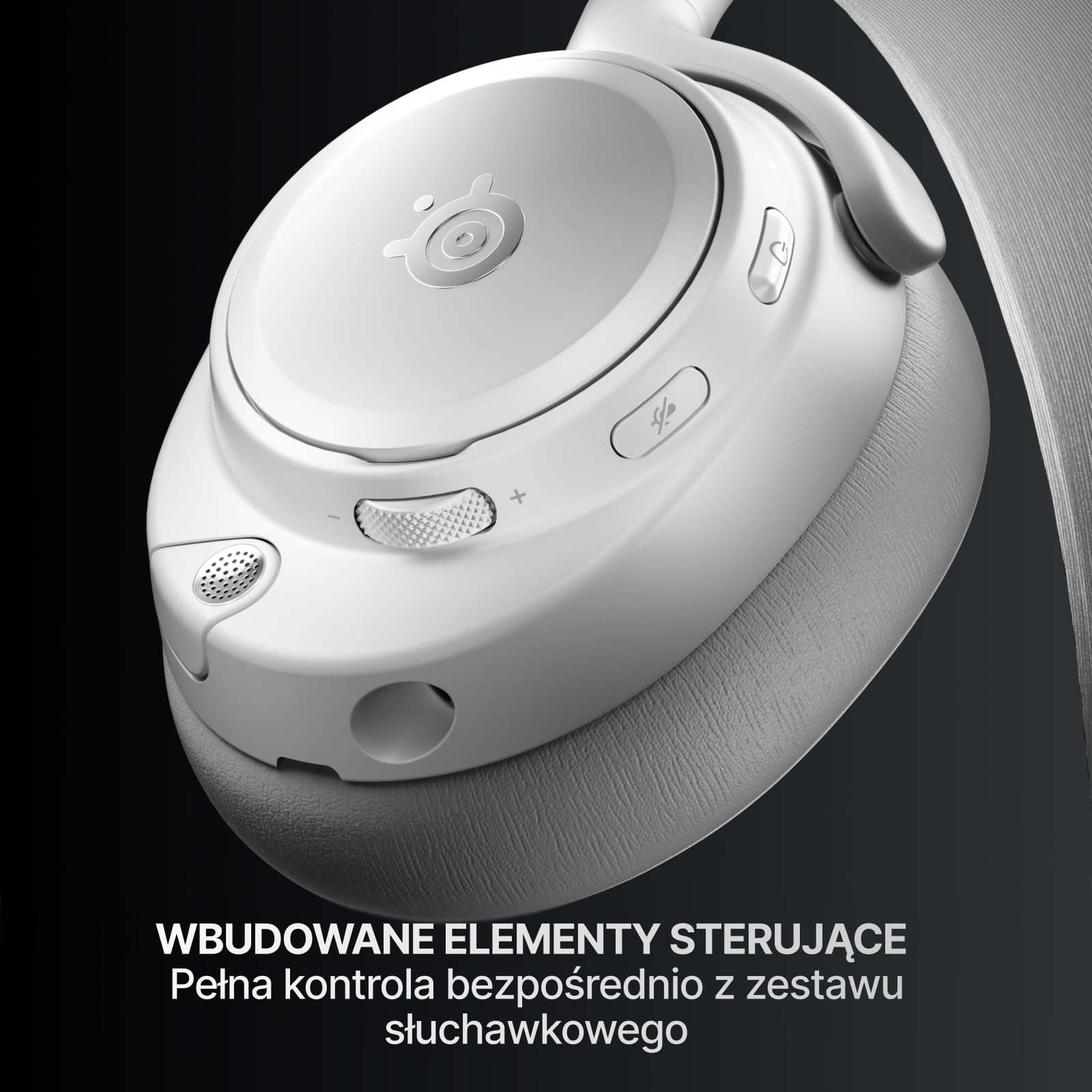 SteelSeries Arctis Nova Pro Omni – Bezprzewodowy dźwięk Hi‑Res, 96kHz/24bit, ANC, mikrofon ClearCast Pro, redukcja szumów AI, aplikacja mobilna, Mix 2,4GHz + BT, OmniPlay PC+PlayStation+Xbox – Biały
