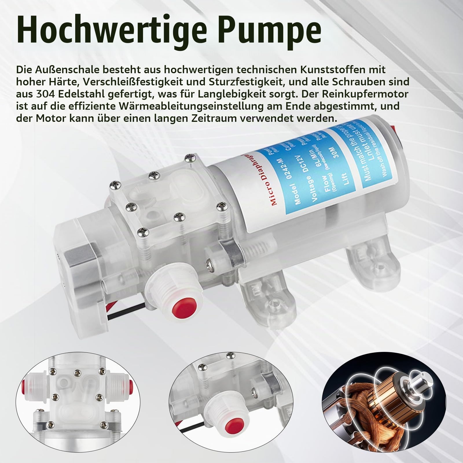 Wasserpumpe, Bierpumpe, Membranpumpe, Wein-Transferpumpe, Elektrische Weinförderpumpe Selbstansaugende Pumpe Geschwindigkeit Einstellbar mit Schlauch und Filtern zum Pumpen von Wein Bier