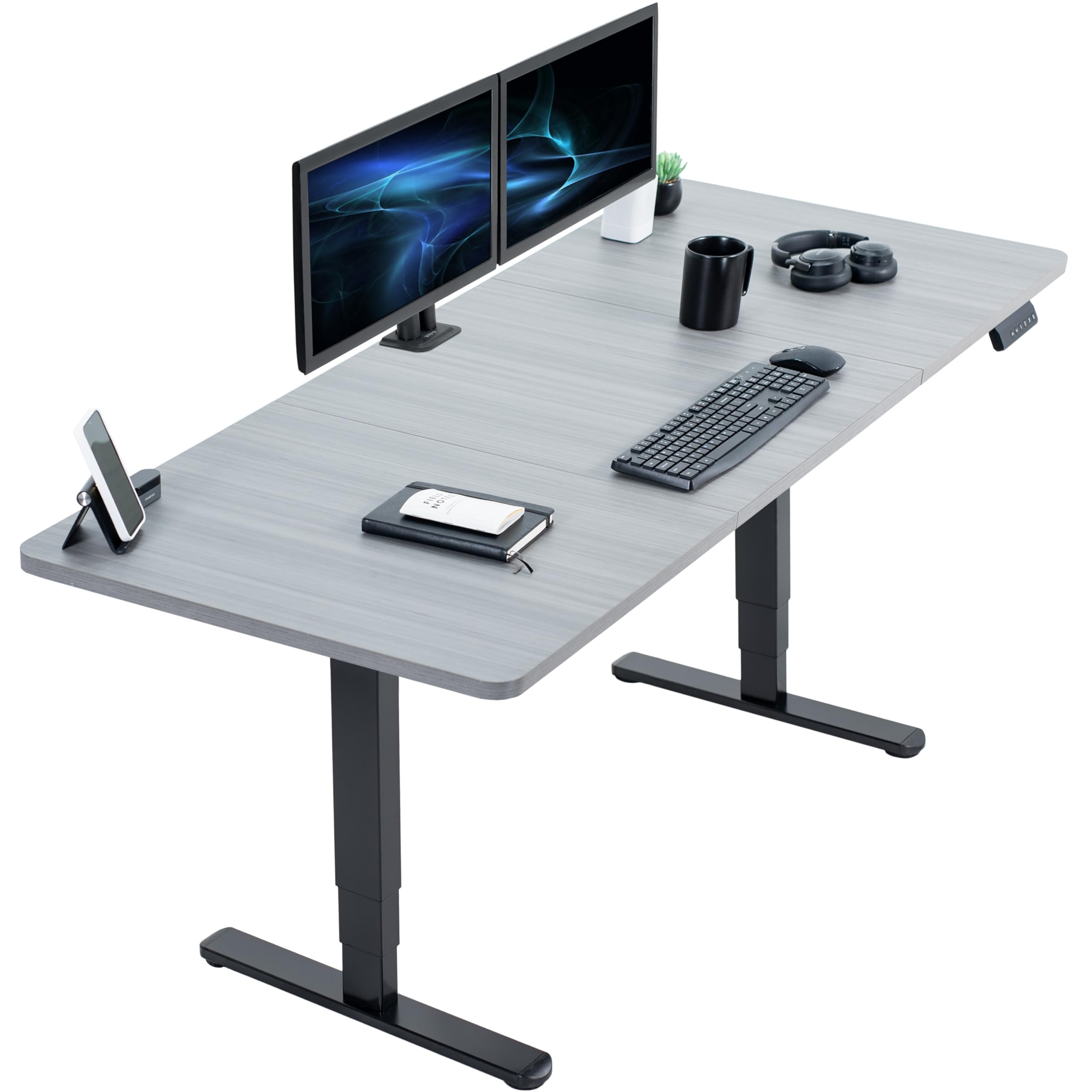 VIVO Electric 71 x 30 in Dual Motor Sit Stand Desk, Memory Height Adjustment, 2B Series, Dark Gray Top Black Frame, DESK-KIT-2B7G