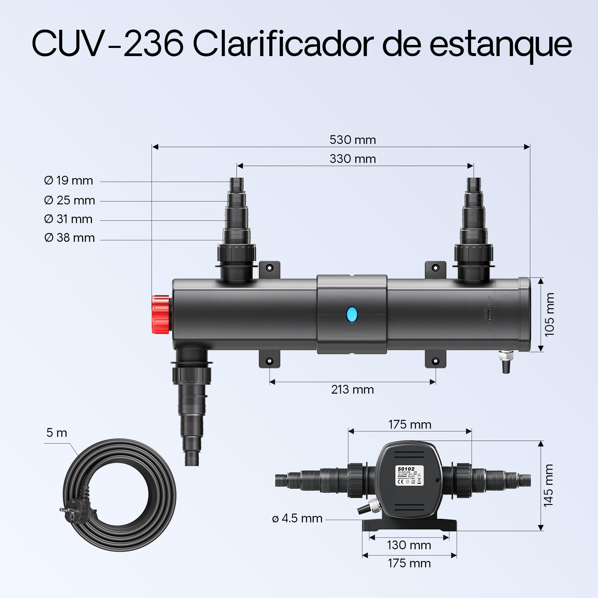 SunSun filtro 60000l Estanque 36W clarificador neo10000 80W Bomba jardin