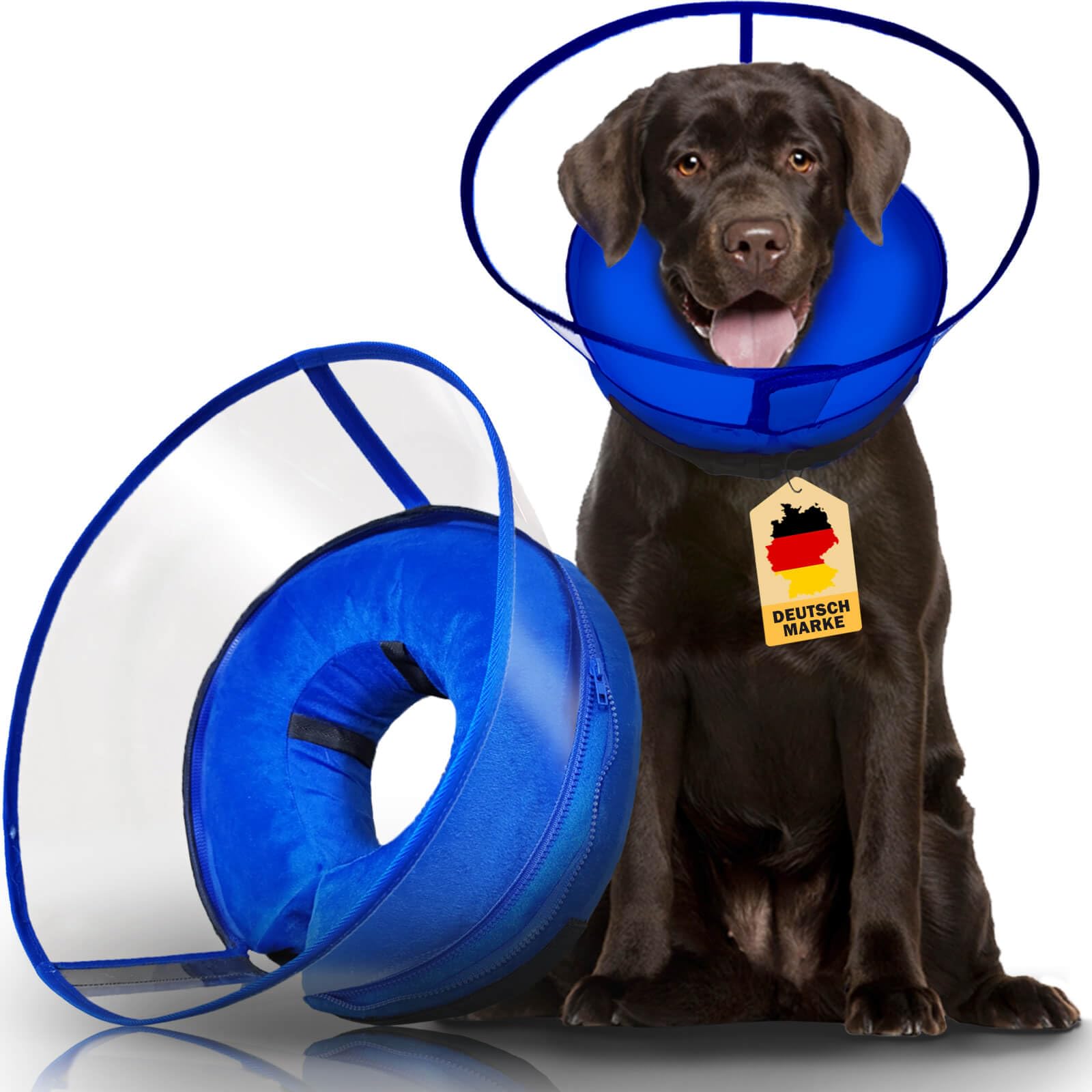 2-IN-1 Aufblasbare Halskrause Hund mit Trichter, Halskrause Katze, Katzenkragen Hundekragen Leckschutz Hund, Hundebody nach OP, Abnehmbar Kragen Katze