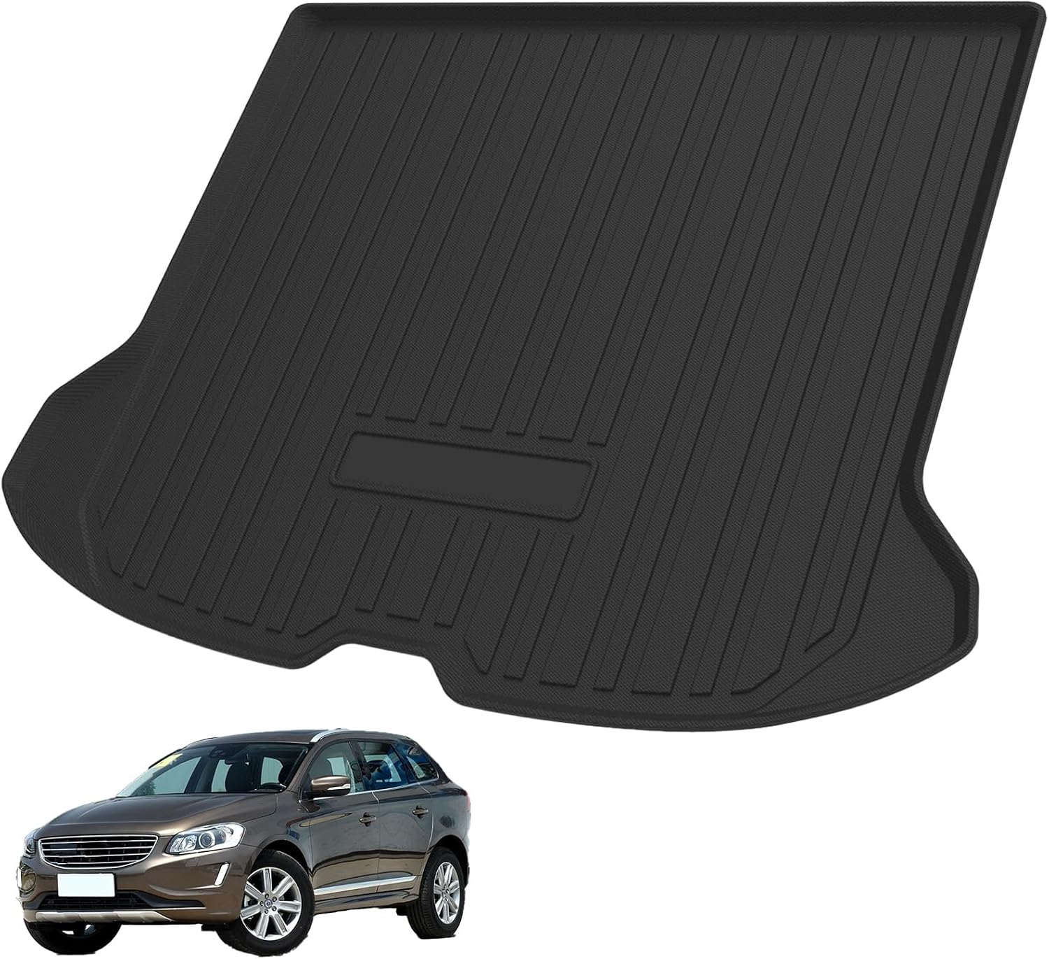 Elsetyler Custom Fit for Cargo Liner Volvo XC60 2010-2017 - Black TPE All Weather Heavy Duty Waterproof Rear Cargo Tray Trunk Floor Mat Protector