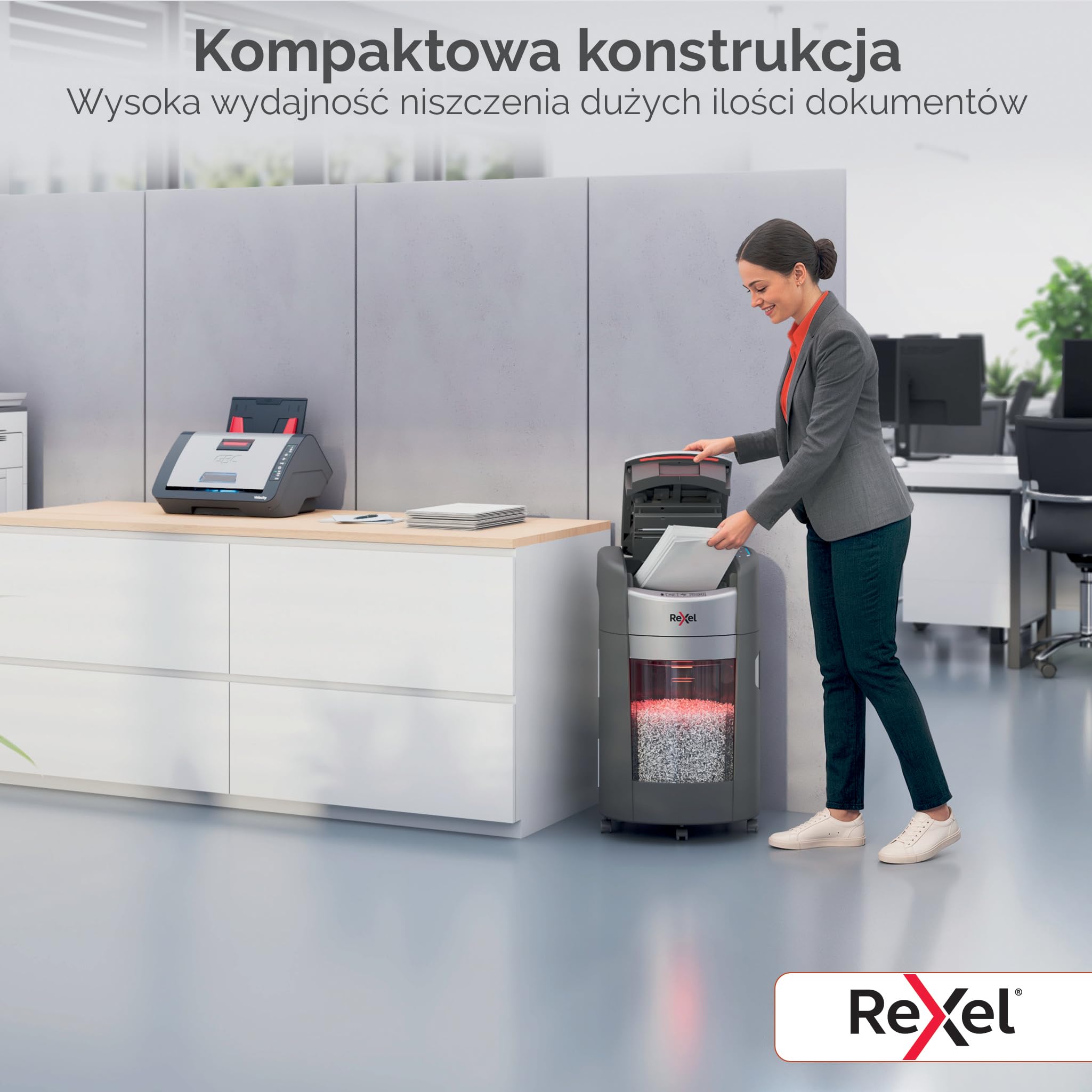 Rexel ShredMax AutoFeed+ 300M niszczarka mikrościnek P5, 300 kartek | Biuro i praca w domu, ochrona RODO, Bin Rotation, <55 dBA, 60 min pracy ciągłej, pojemnik 25 l, kółka, A4