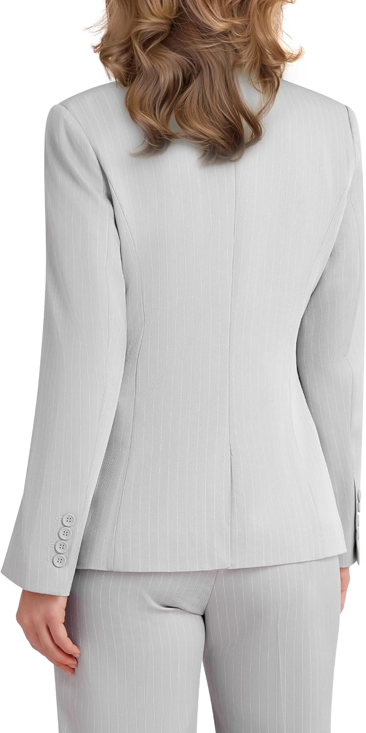 Women's 3 Piece Striped Suit One Button Slim Fit Business Work Professional Blazer Jacket Vest Pants Set - Image 8