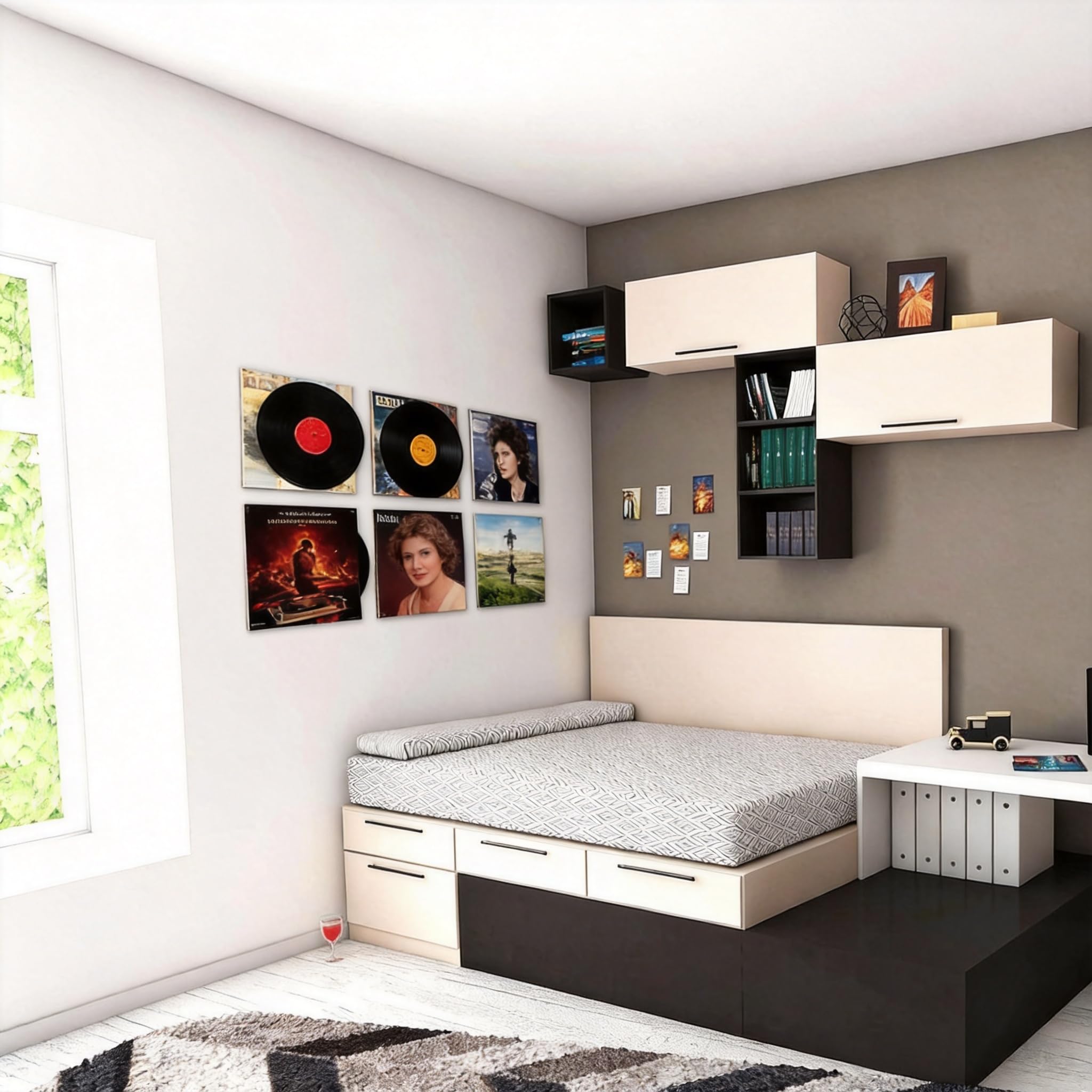 WANLIAN Supporto da parete per mensola in vinile, confezione da 6, per album in acrilico Visualizza il tuo ascolto quotidiano di LP nella decorazione della casa dell'ufficio (Trasparente)