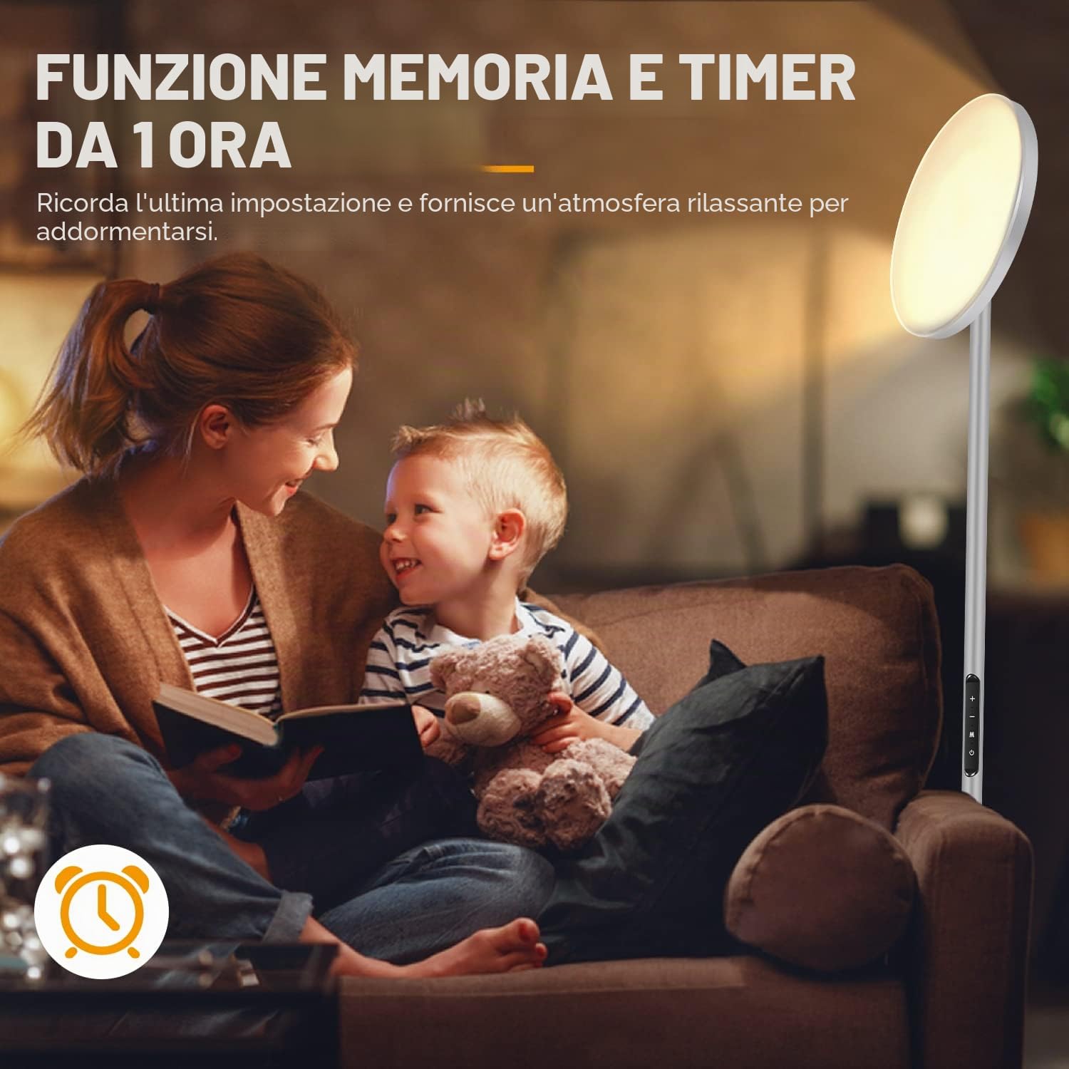 OUTON Lampada da Terra LED, 30W/3000LM 126 LED Lampada da Pavimento Moderna, 3000K-6500K Dimmerabile con Controllo Remoto e Tocco, Timer 1H, Piantane da Salotto per Soggiorno Ufficio (Grigio Cool)