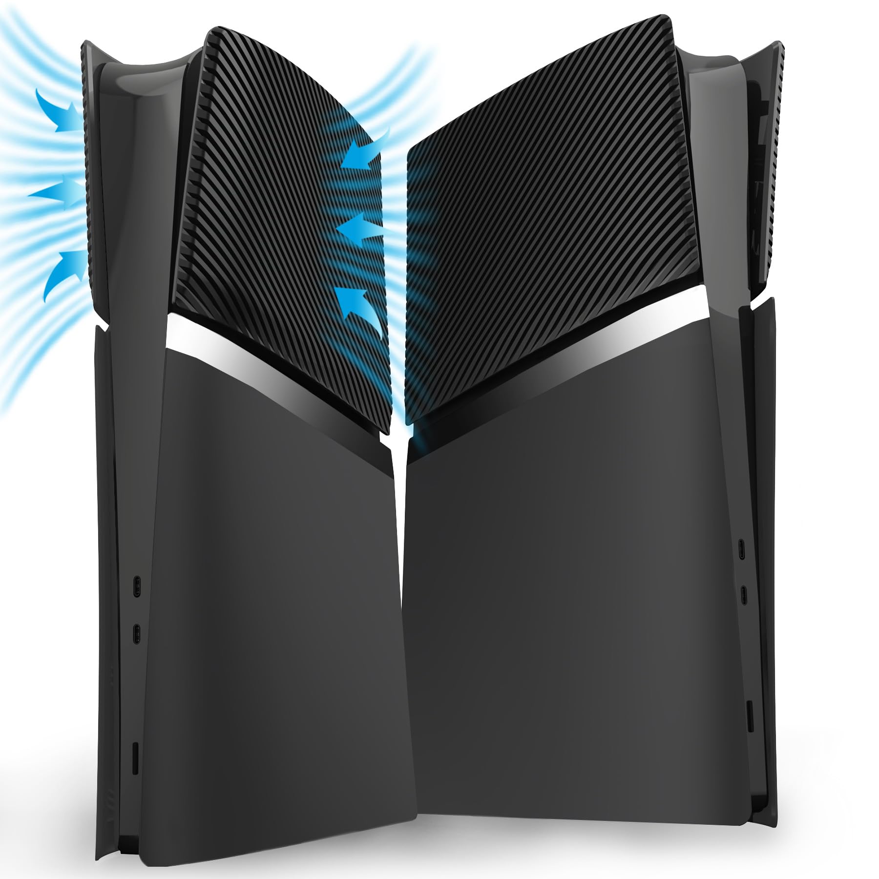 eXtremeRate eXcover Copertura Ricambio Compatibile con ps5 Slim Console Digital Edition, Cover Coperchio Custodia Placca Shell Ventilata per ps5 Slim Digitale Console, Nero