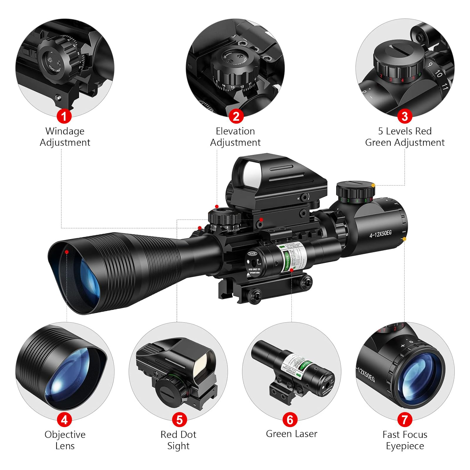 Amazon.com : MidTen Riflescope Combo 4-12x50EG Dual Illuminated