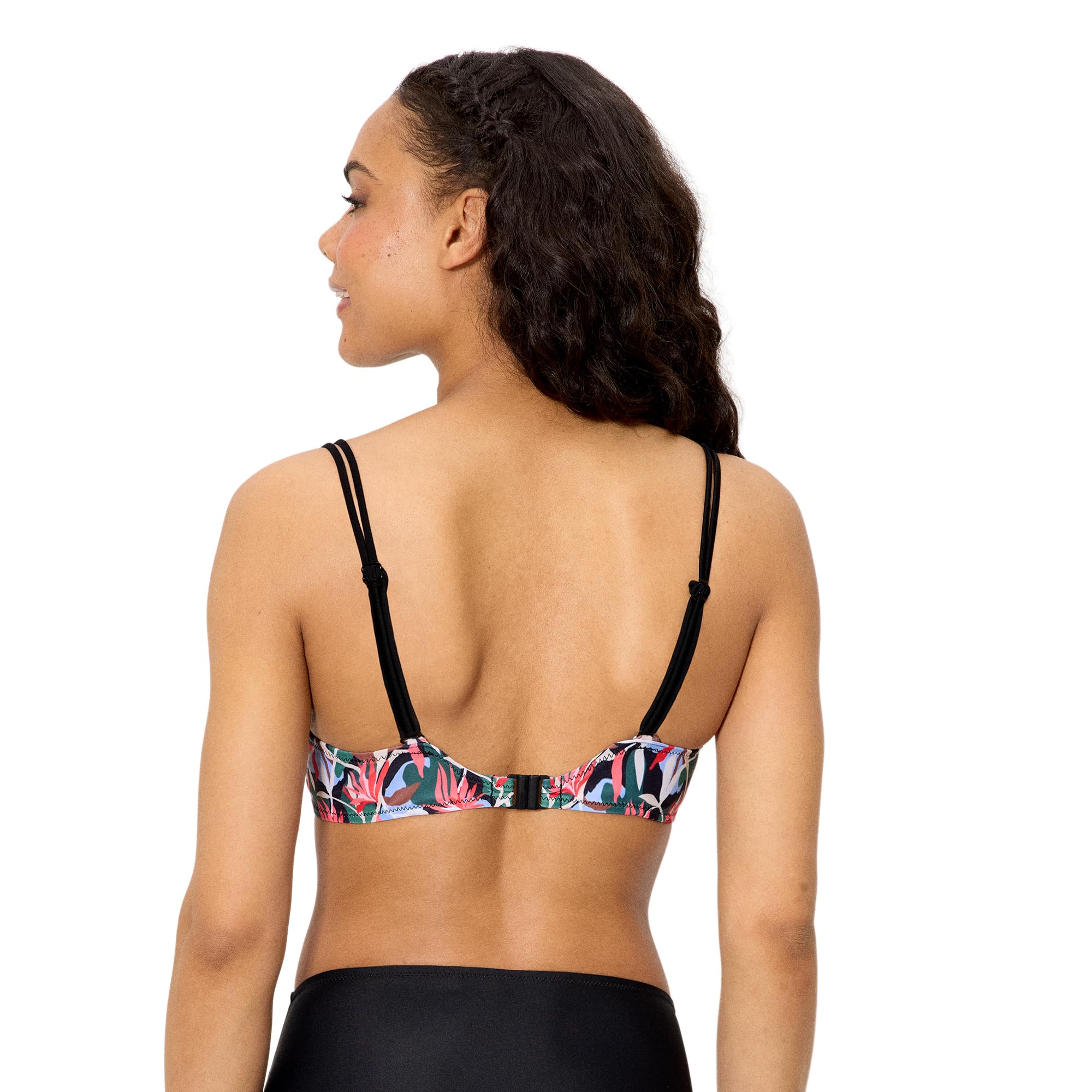 YSABEL MORA. Conjunto De Bikini Reductor, Estampado Tropical Copas C Y D. con Aro. Tirantes Regulables Y Espalda Anatómica. Braga Alta Reductora. Colección Island.