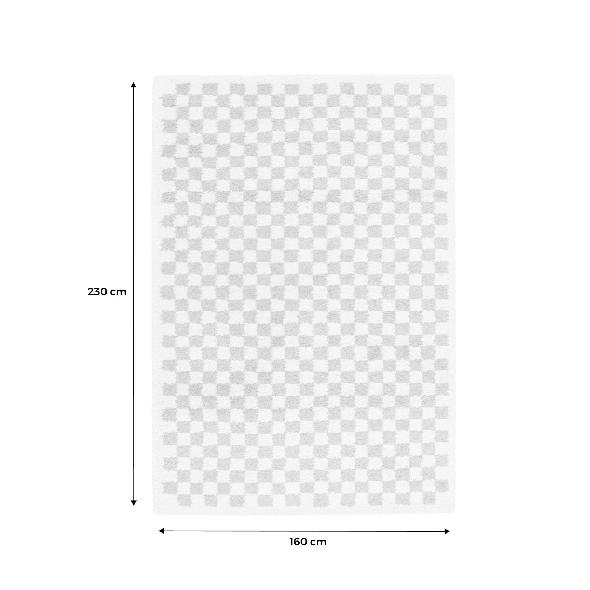 sweeek - Tapis intérieur Shaggy Poils Longs 160x230cm Damier Jaune Moutarde et crème