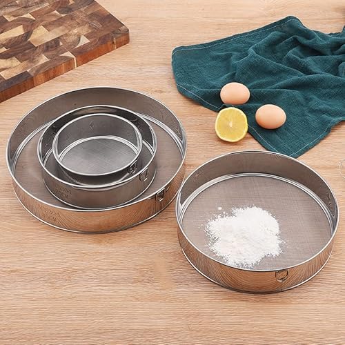 Tonsny 6" Small Flour Sifter Stainless Steel 18/8 Flour Sieve 60 Mesh Round Sifter For Baking Cake Bread（6"/60M Mesh/18/8 Steel) #TOP3