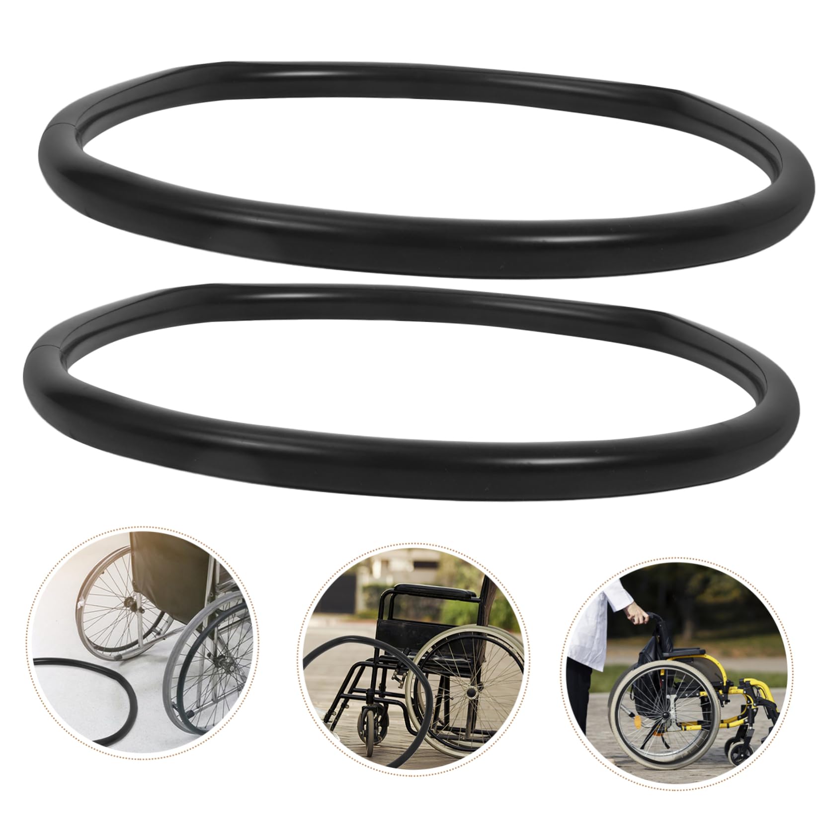Anneome Copertura in Gomma Siliconica Antiscivolo per Anello di Spinta Sedia a Rotelle, Nero, Flessibile,