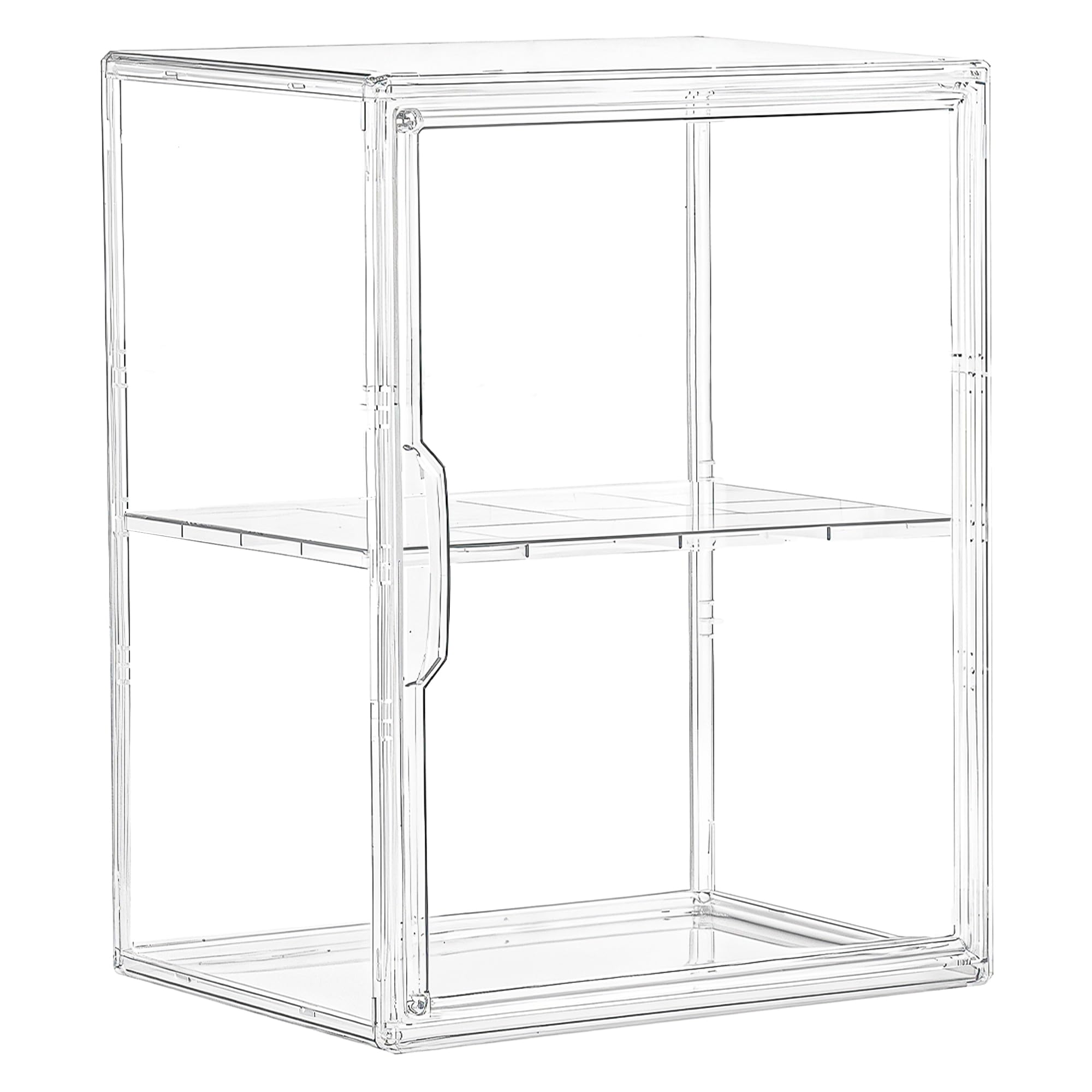 Photo 1 of Acrylic Display Case Compatible with Labubu POP MART, 3 Adjustable Layers Figure Clear Display Case with 1 Removable Divider, Display Cases for Collectibles with Magnetic Door, Large