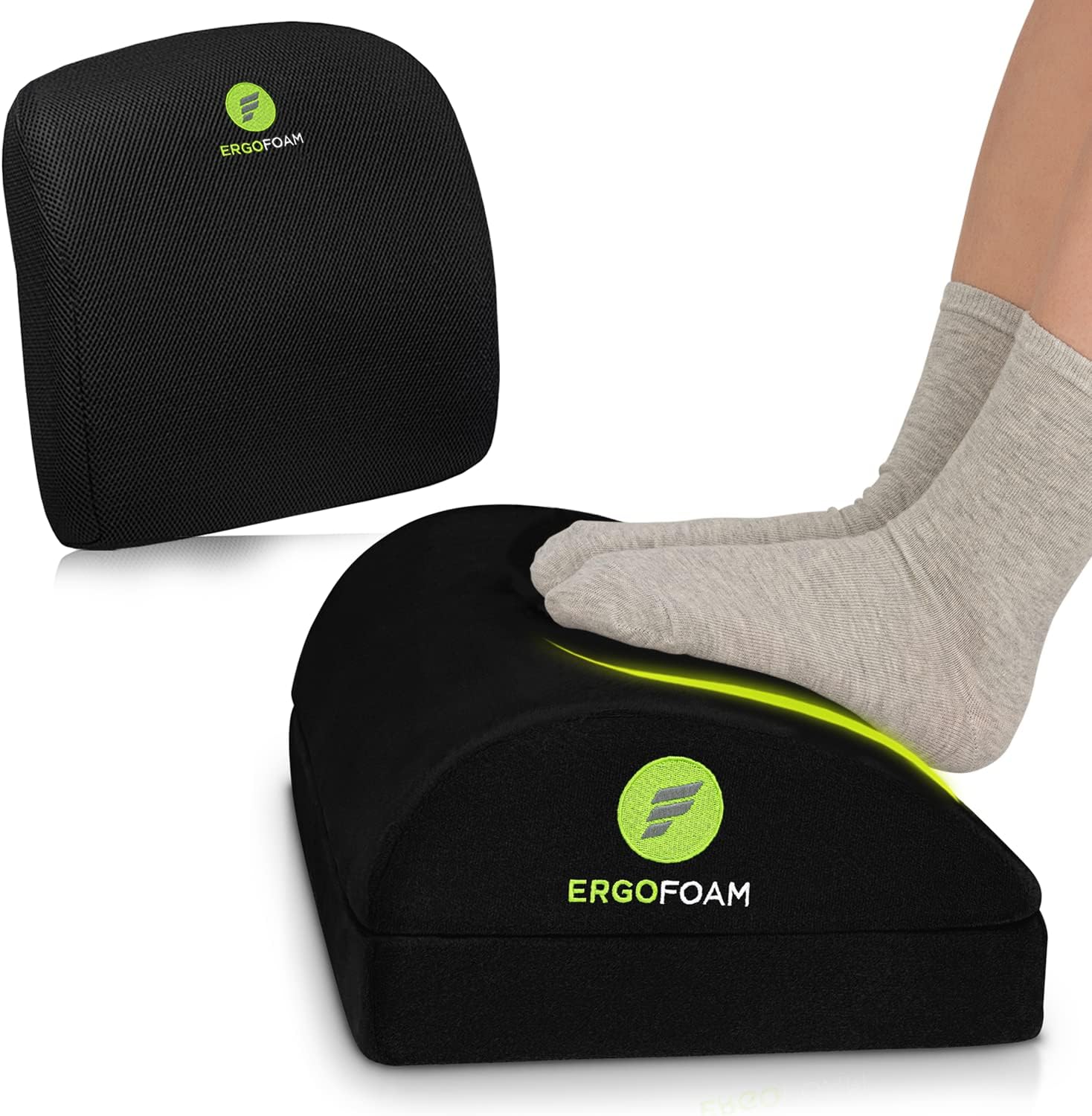 ErgoFoam Adjustable Foot Rest (Teardrop, Velvet, Black) and