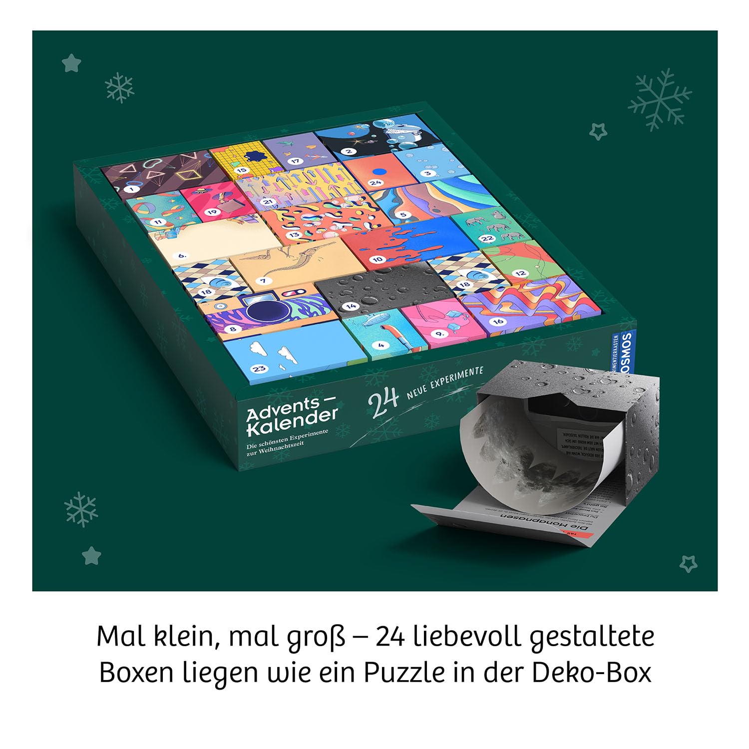 KOSMOS 661083 Experimente Adventskalender, Die schönsten Experimente zur Weihnachtszeit, in 5 Min, für Kinder ab 8-12 Jahre, Spielzeug, Science