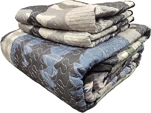 Miniatura 4 de DeLeon Collections Deer Run - Juego de ropa de cama de retazostamaño edredón Queen + 2 fundas de almohada estándar, azulverdegris