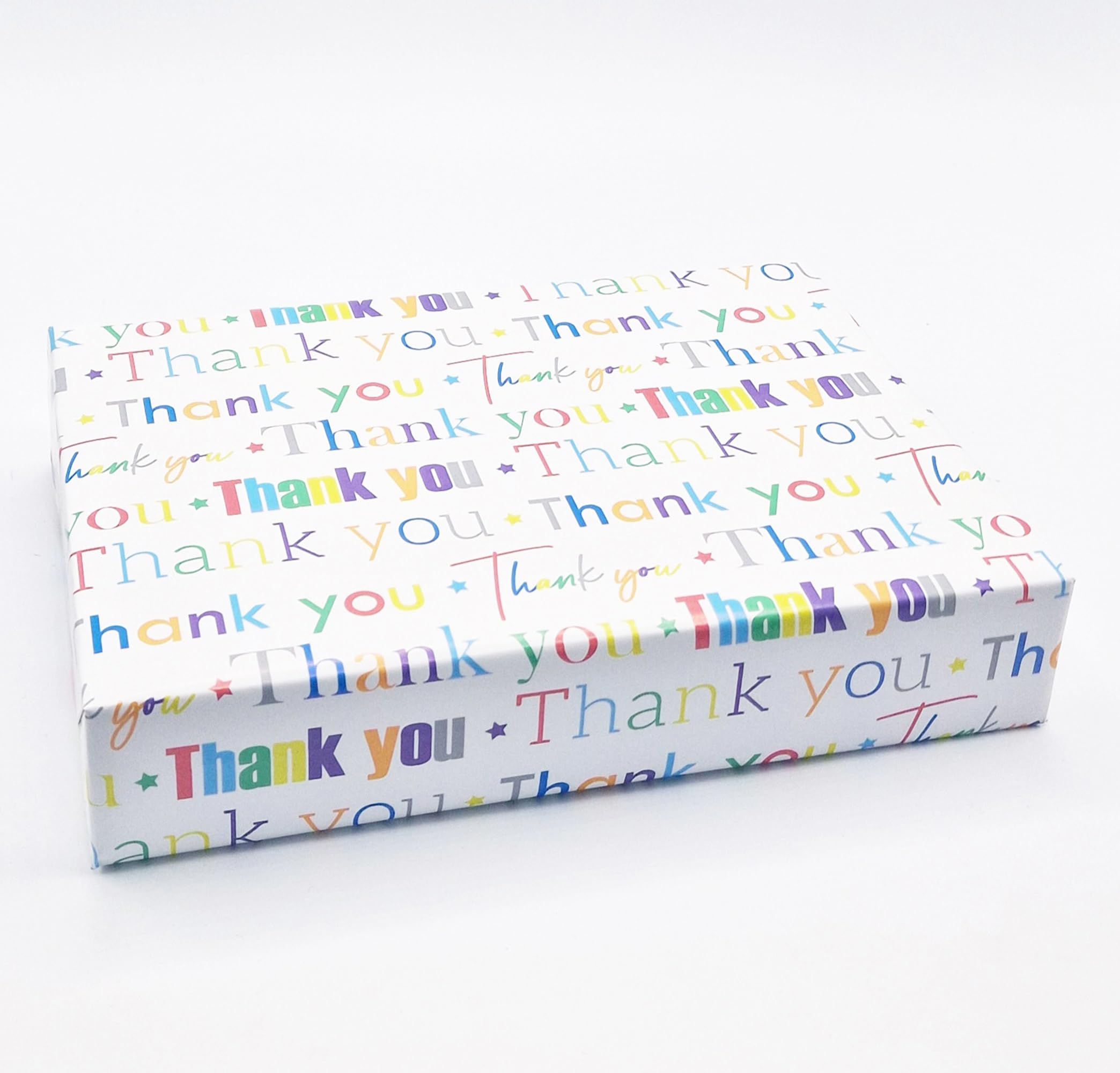 4 Sheets 4 Tags Thank You Wrapping Paper Writing Design White Multi Colour Giftwrap Paper Male/Female/For Teacher Friend Colleague etc (PA)