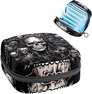 RODAILYCAY Period Bags for School, Sanitary Napkin Storage Bag for Feminine Pads, Dark Punk Ladies Menstrual Cup Pouch Sanitary Pads Organizer