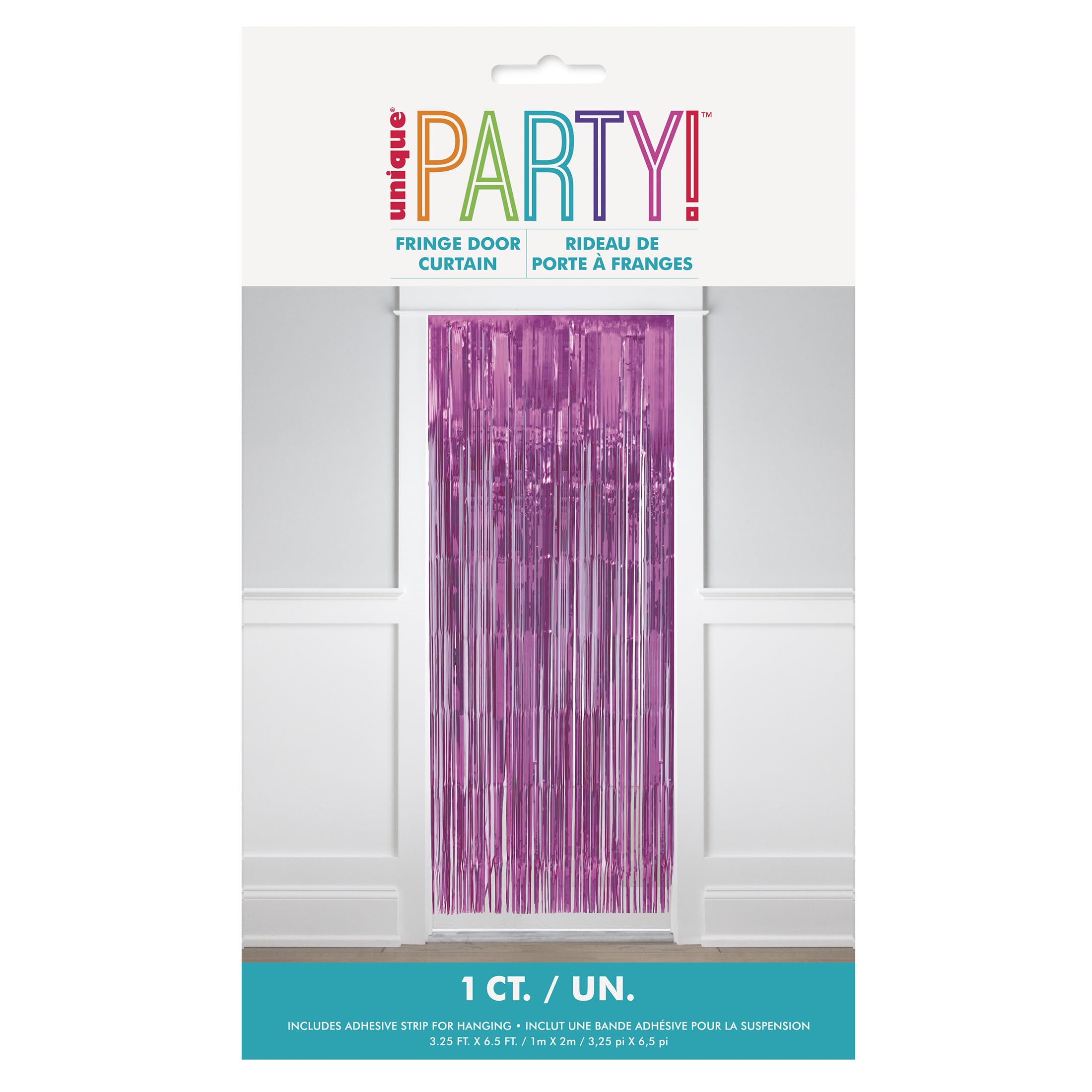 Unique 16848 - Tenda con Frange in Foil 1 m x 2 m - Colore Rosa Chiaro - 1 Pezzo (Confezione da 1)