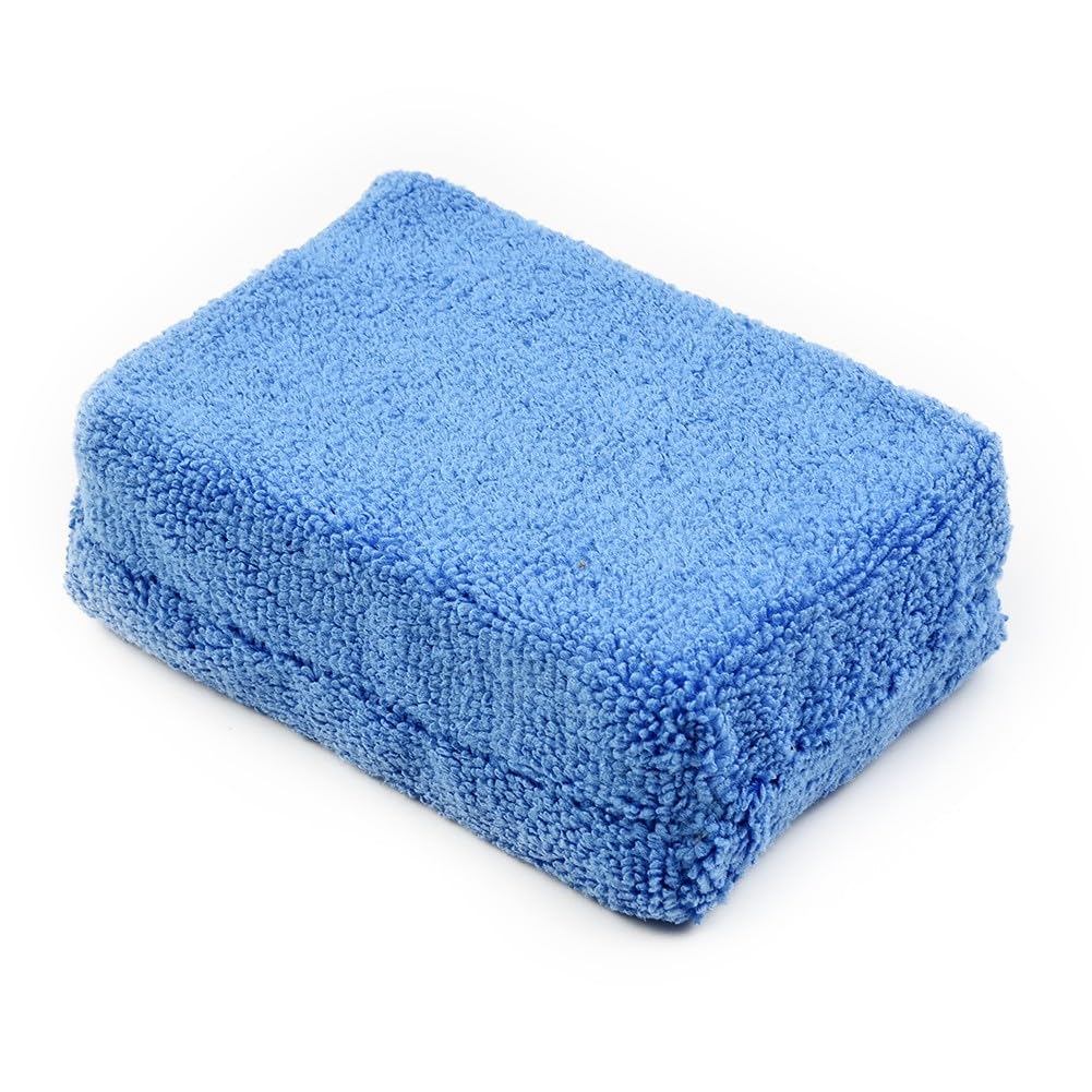 Esponja aplicadora de microfibra para lavado de coche, 12 cm x 8 cm x 3,5 cm, azul, 4/8 unidades
