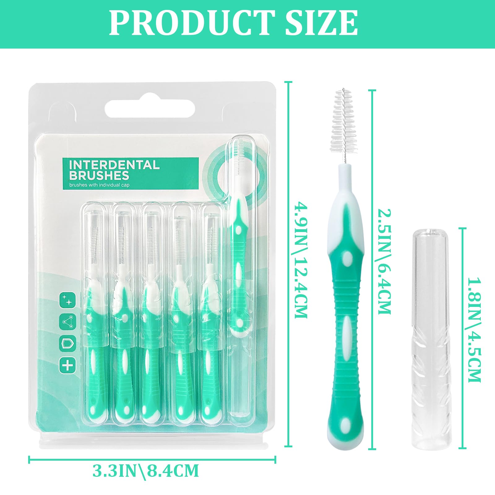 interdental brushes, Soft Dental Brush for Teeth Cleaning dental floss picks|teeth cleaning tools|interdental brushes between teeth soft bristle toothpicks for removing dental plaque (6PCS, green)