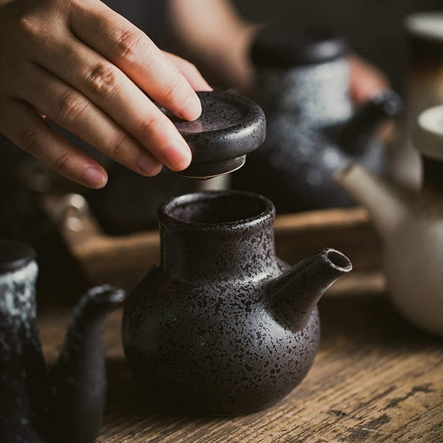 Dispensador de Aceite de Oliva y vinagre, vinagrera de cerámica con vertedor, Botella de 250 ml para Salsa de Soja y vinagre para Cocina