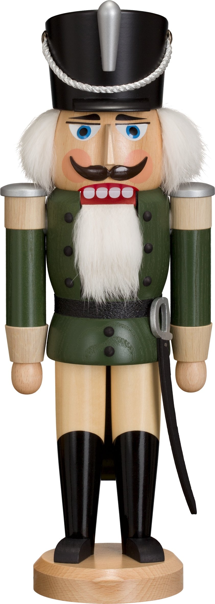 Dekoracja bożonarodzeniowa do łupania orzechów Husar zielony WxSxG = 37x13x10 cm NOWOŚĆ Boże Narodzenie Seiffen Nutcracker orzechy Góry Harzu Zima Dekoracja drewniana Mikołaj Boże Narodzenie orzech włoski