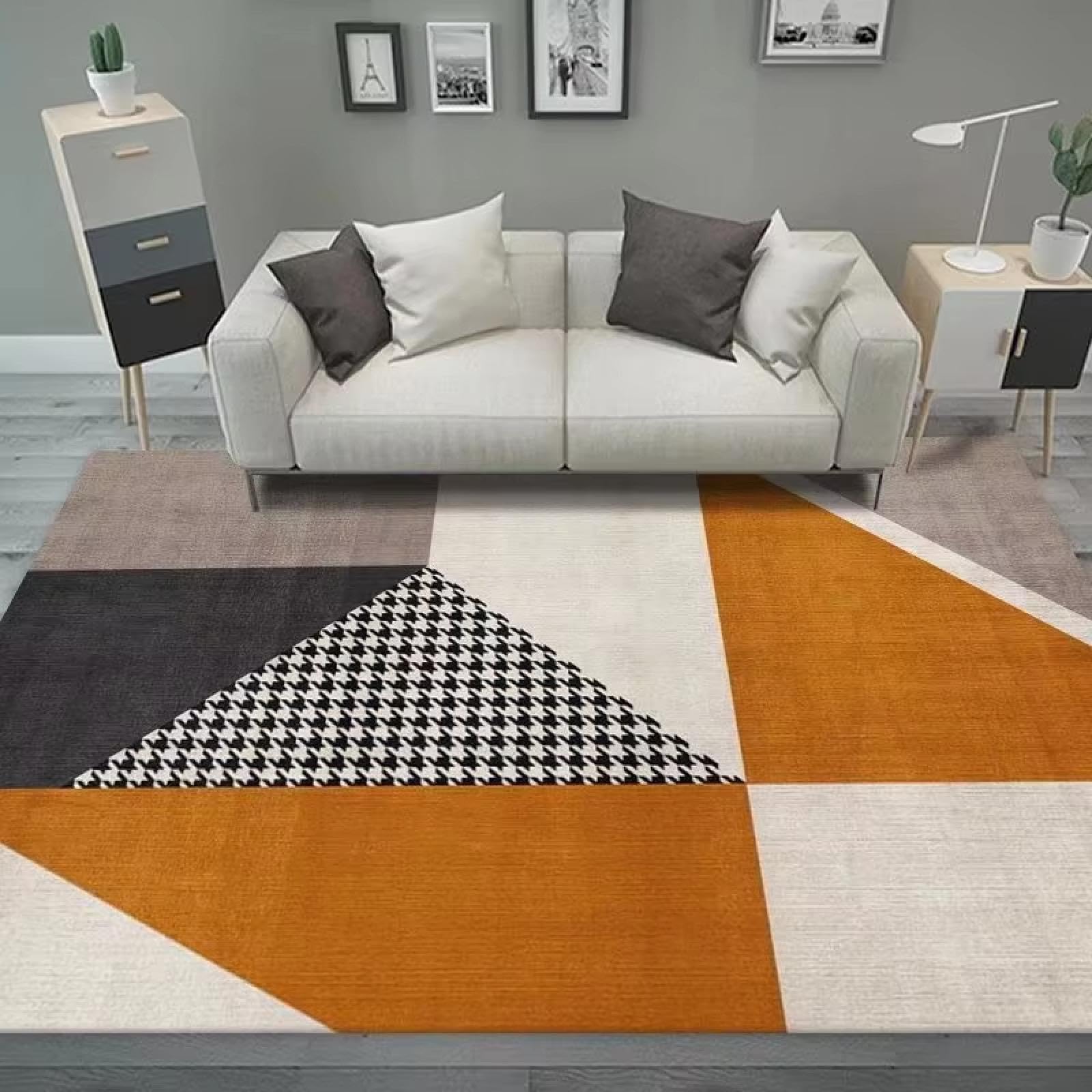 Alfombra para salon y dormitorio grande geometrica de tacto suave 1