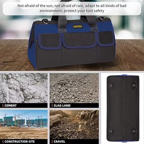 Miniatura 6 de Bolsa de herramientas inferior resistente de 20 pulgadas con boca ancha para almacenamiento de herramientas, portador y organizador, bolsa de