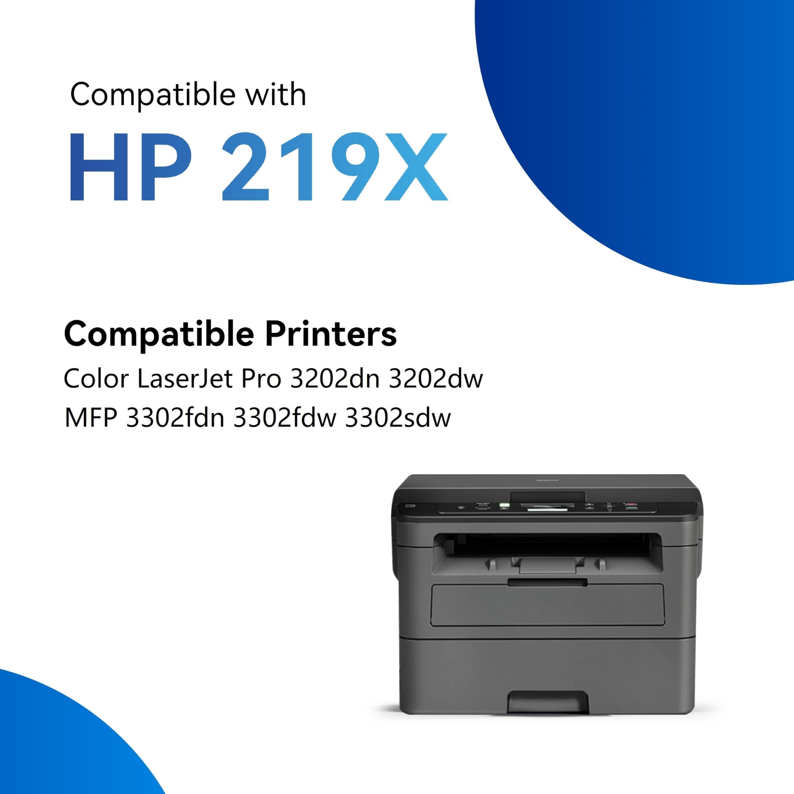 Toner 219X rigenerato compatibile con Cartuccia toner HP W2190X W2191X W2192X W2193X per Color LaserJet Pro 3202dn 3202dw MFP 3302fdn MFP 3302fdw 3302sdw (Grande, confezione da 4)