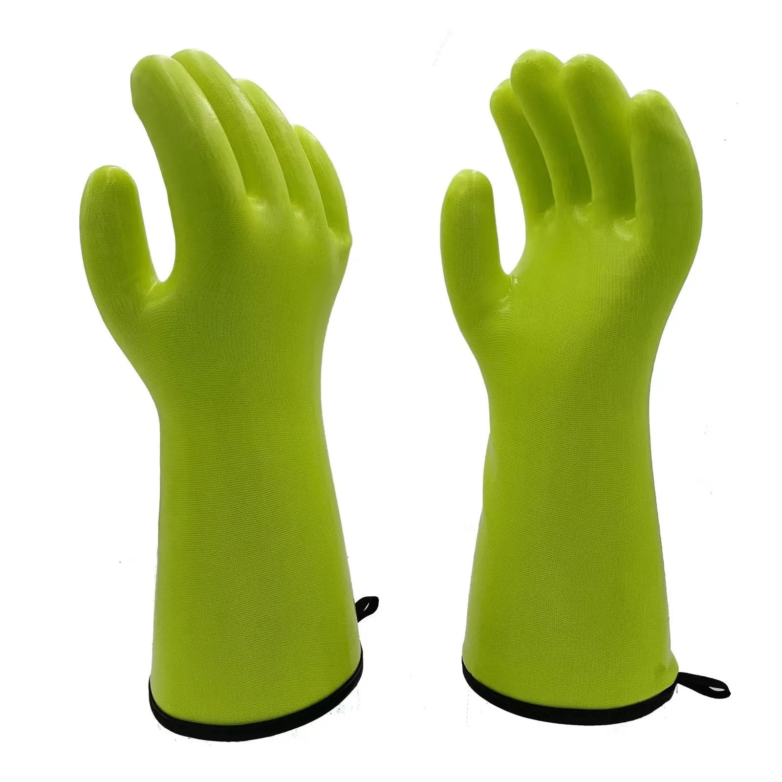 Guanti da forno in silicone liquido alimentare, guanti BBQ impermeabili | Silicone liquido alimentare, cotone e canvas, fodera traspirante, nero, grigio bianco