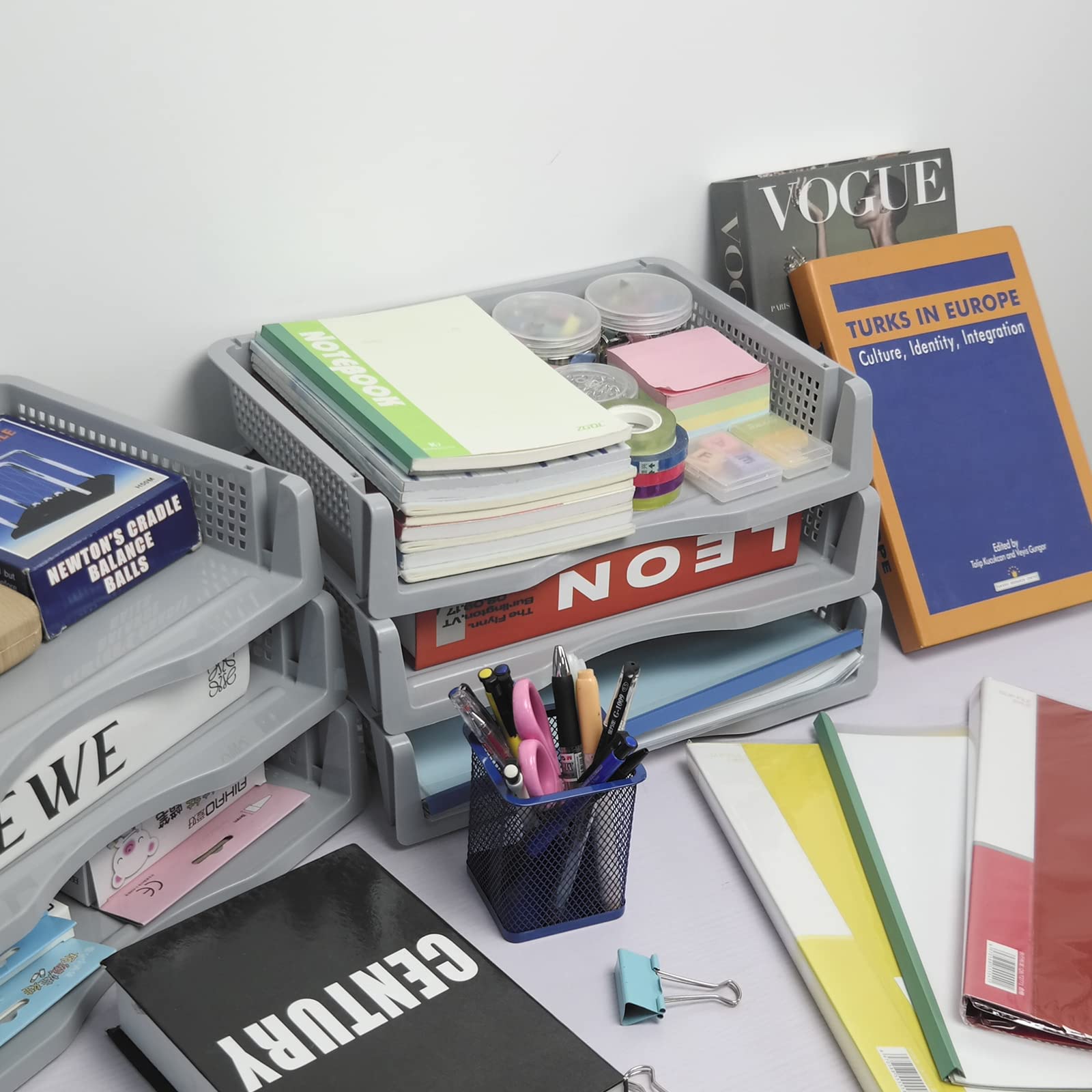 Stapelbar A4 Kunststoffkörbe Zur Aufbewahrung, 6 Packungen, Grau